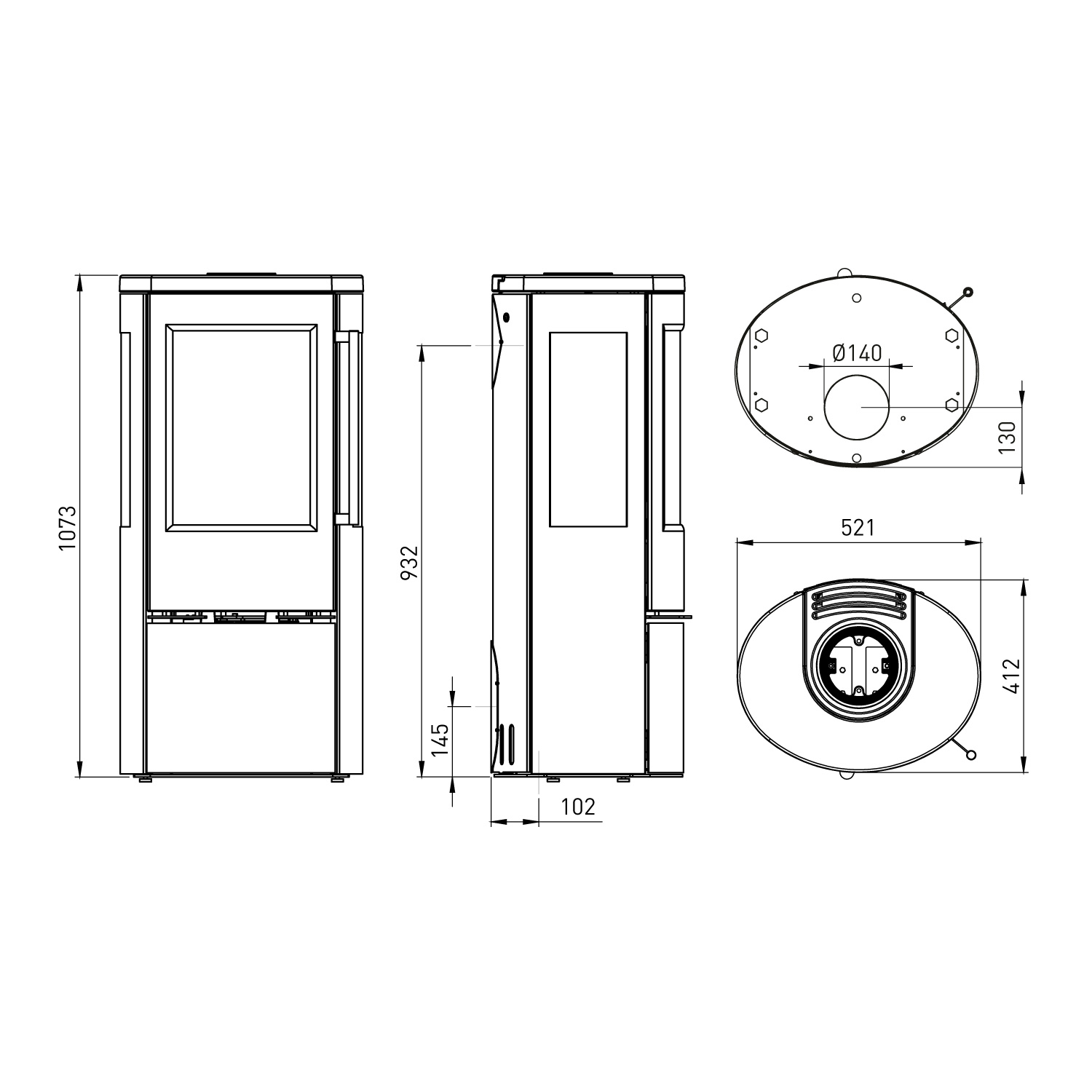 TermaTech TT23RG Kaminofen Stahl Schwarz