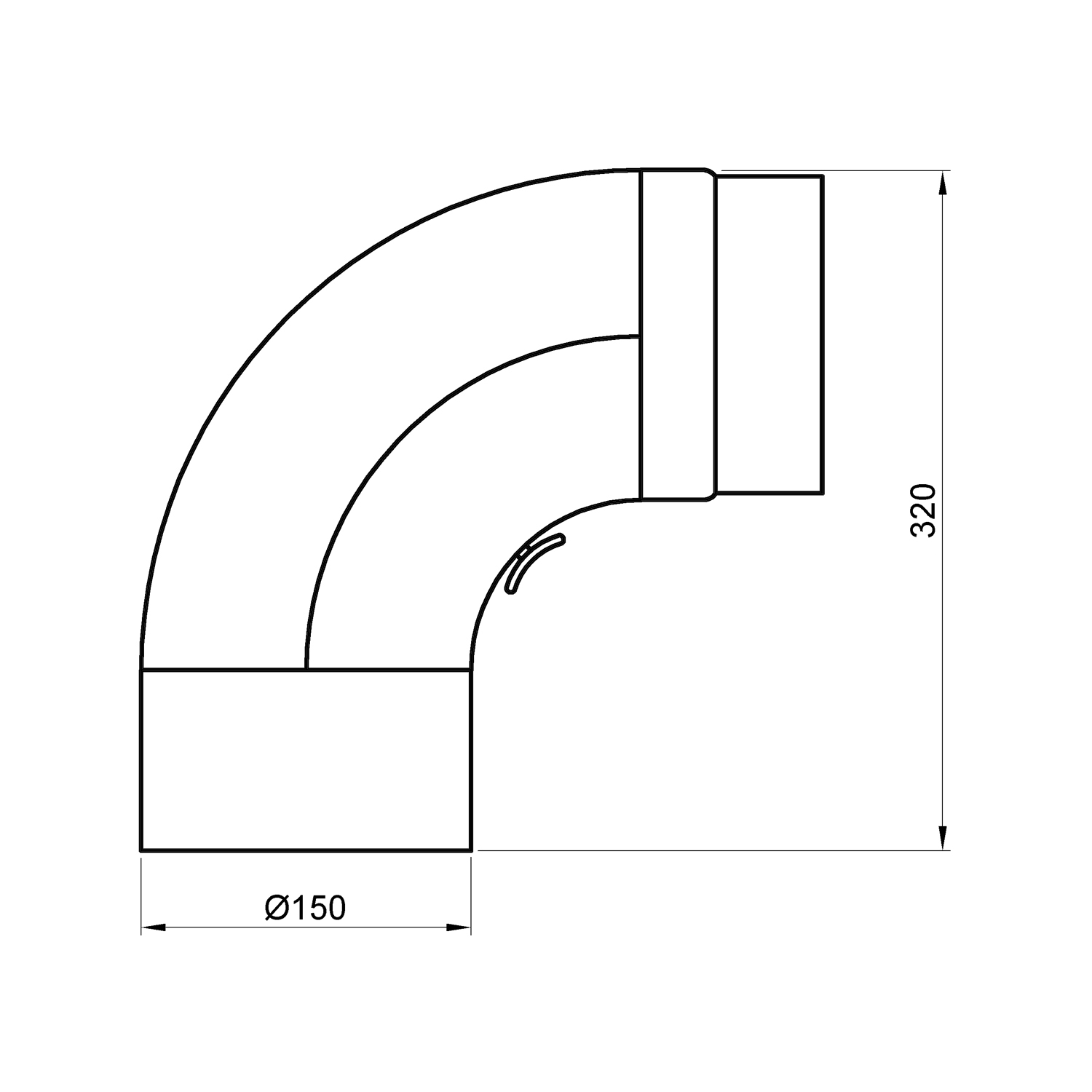 Raik Rauchrohrbogen / Ofenrohr 150mm - 90° gezogen gussgrau