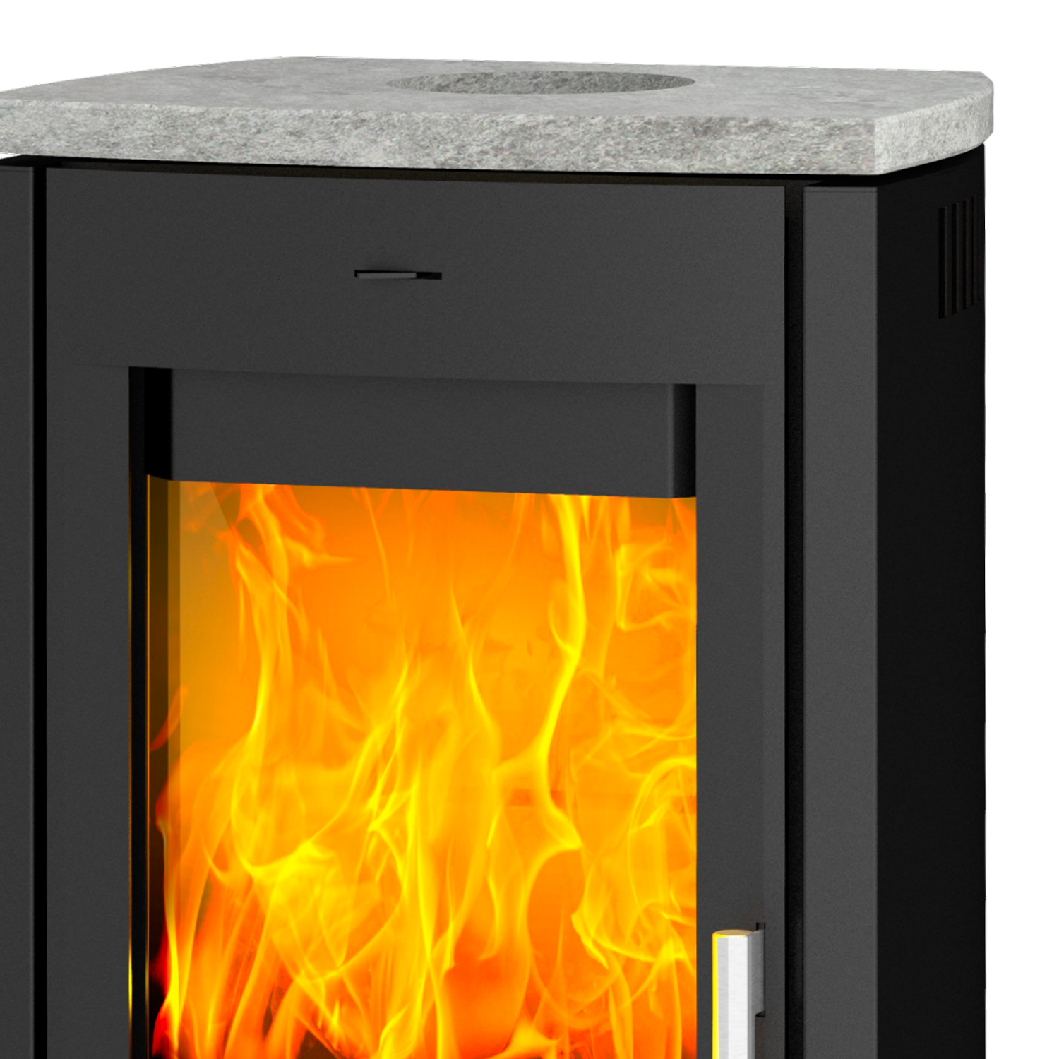 Fireplace Tuvalu Kaminofen Stahl Schwarz | Topplatte Speckstein