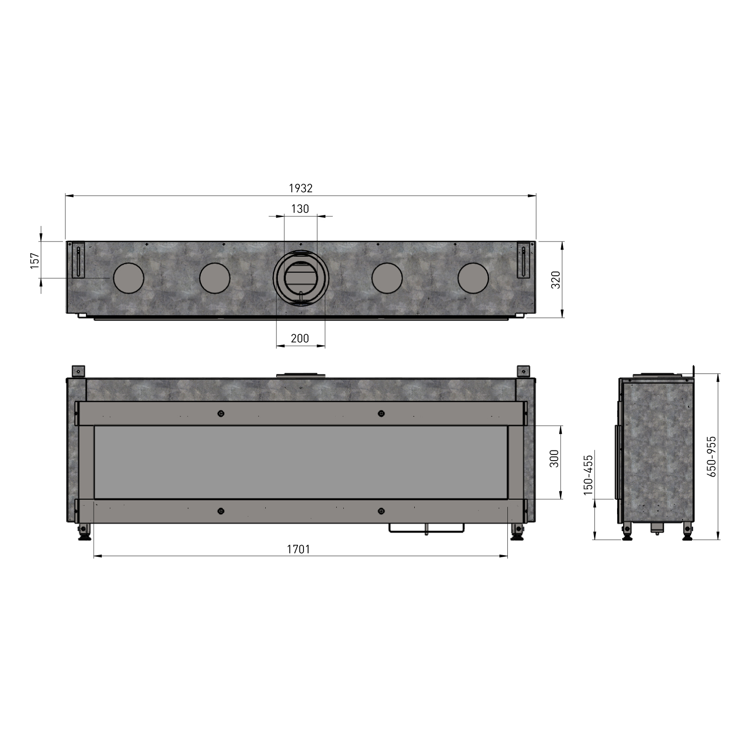 Trimline Fires Trimline 170 Front AR Gas Kamineinsatz G20/G25