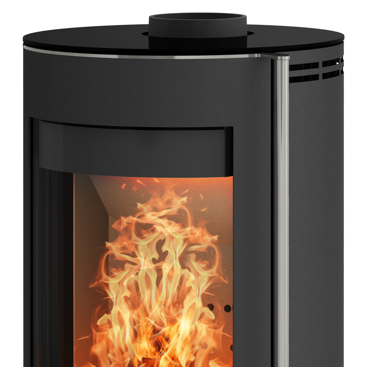 Fireplace Elite Angerona Kaminofen Stahl Schwarz mit Abdeckplatte Glas + 1 m³ Kaminholz gratis