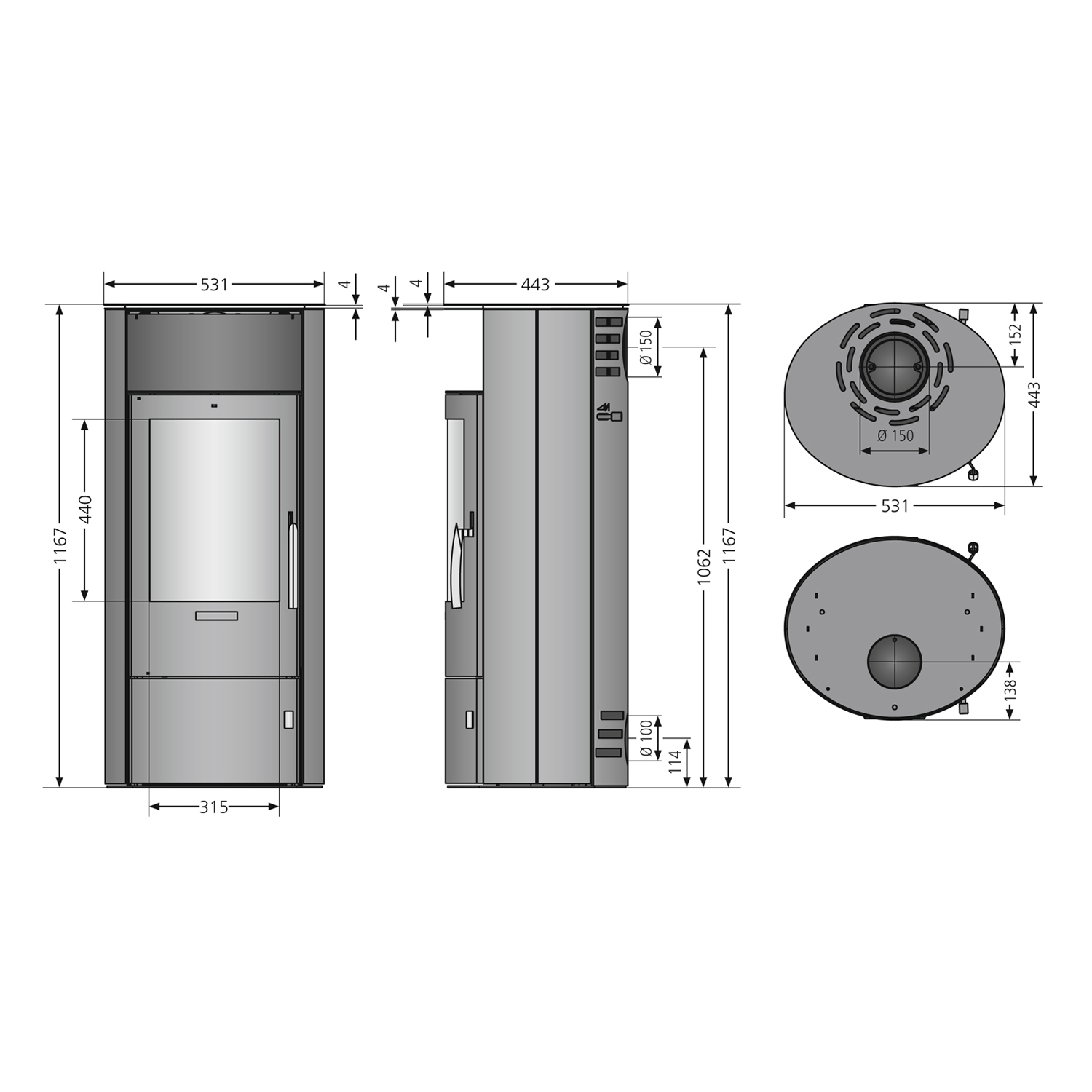 Oranier Polar 7 2.0 Kaminofen Stahl Schwarz