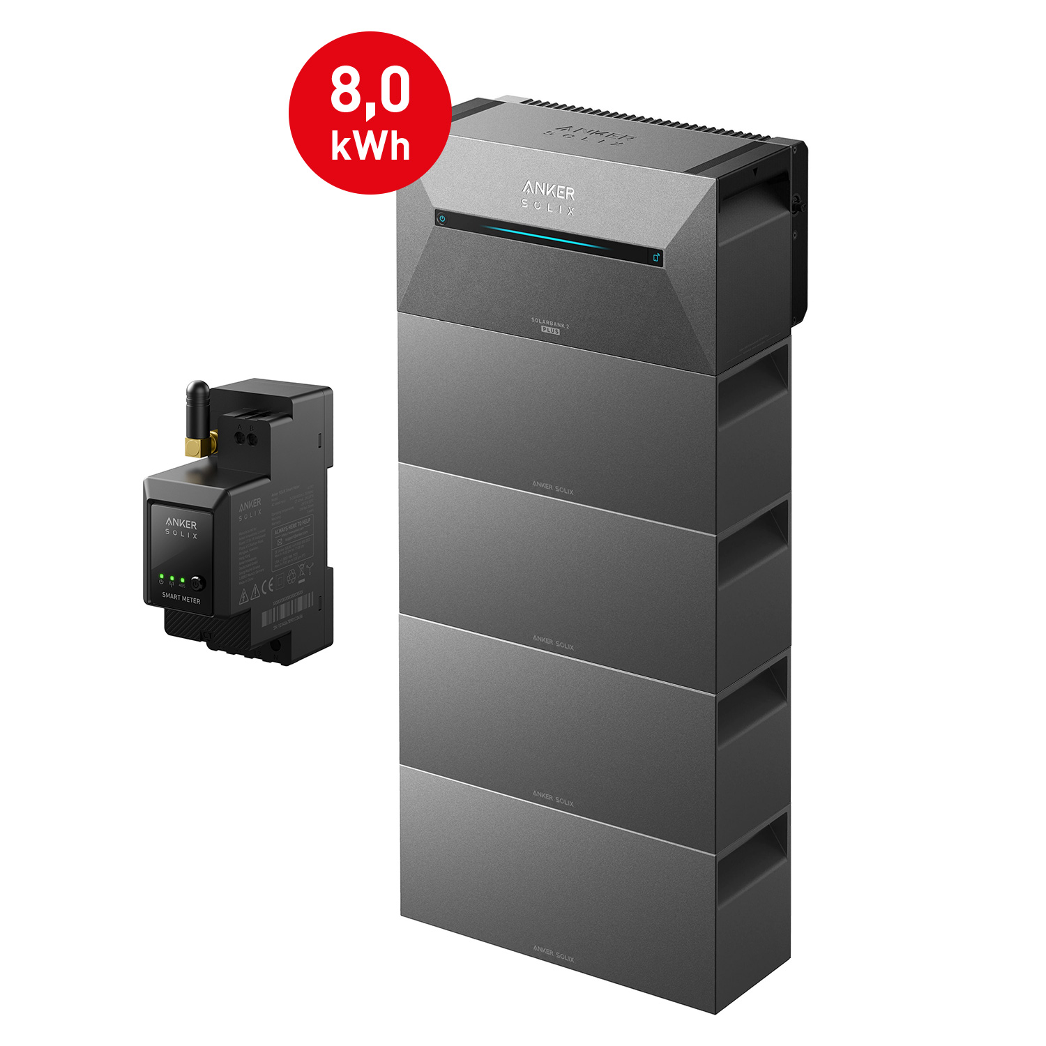 Anker SOLIX Solarbank 2 E1600 PRO Balkon-Stromspeichersystem + 4x BP1600 Erweiterungsakku