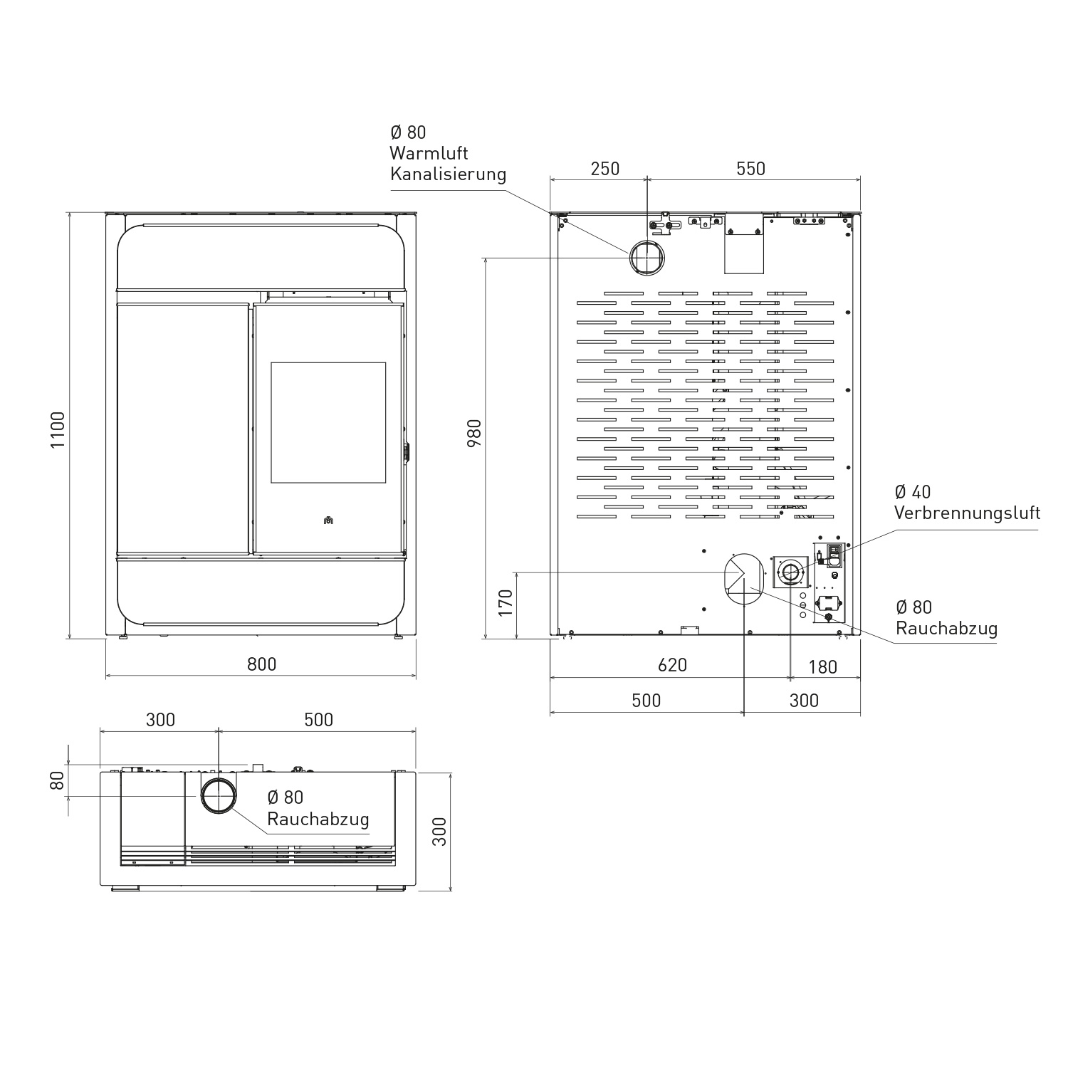 Edilkamin Bild Up Pelletofen Glas Schwarz