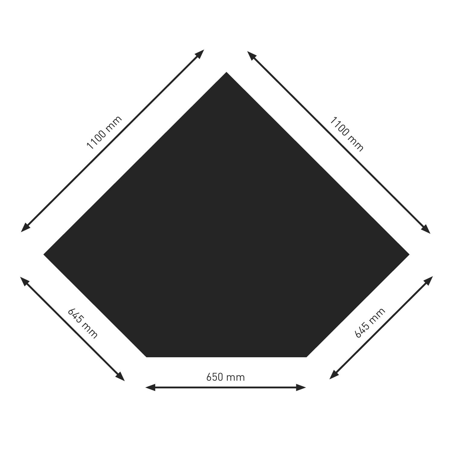 Raik Bodenplatte B5 Diamant schwarz pulverbeschichtet 1100 x 1100 mm