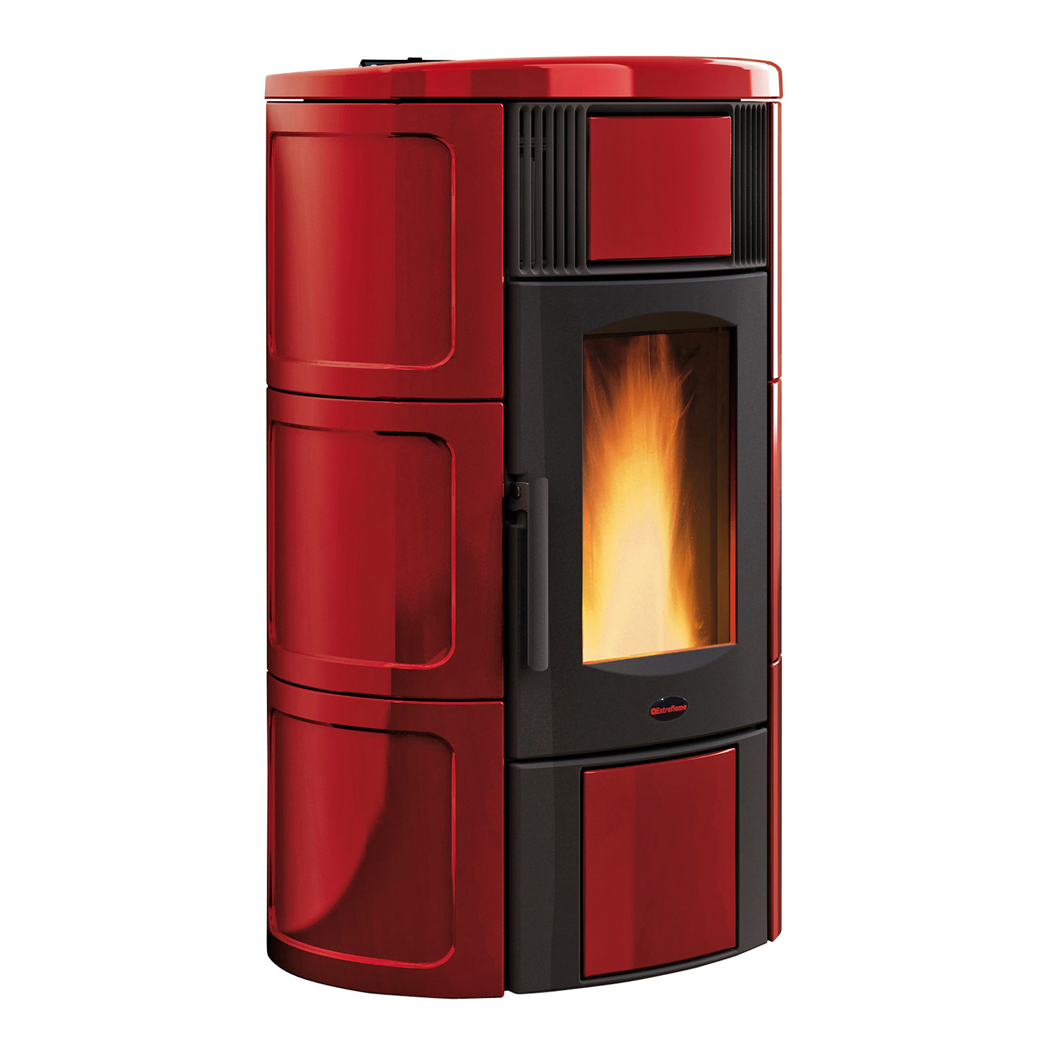 Extraflame Iside Idro H15 Wasserführender Pelletofen Majolika Bordeaux