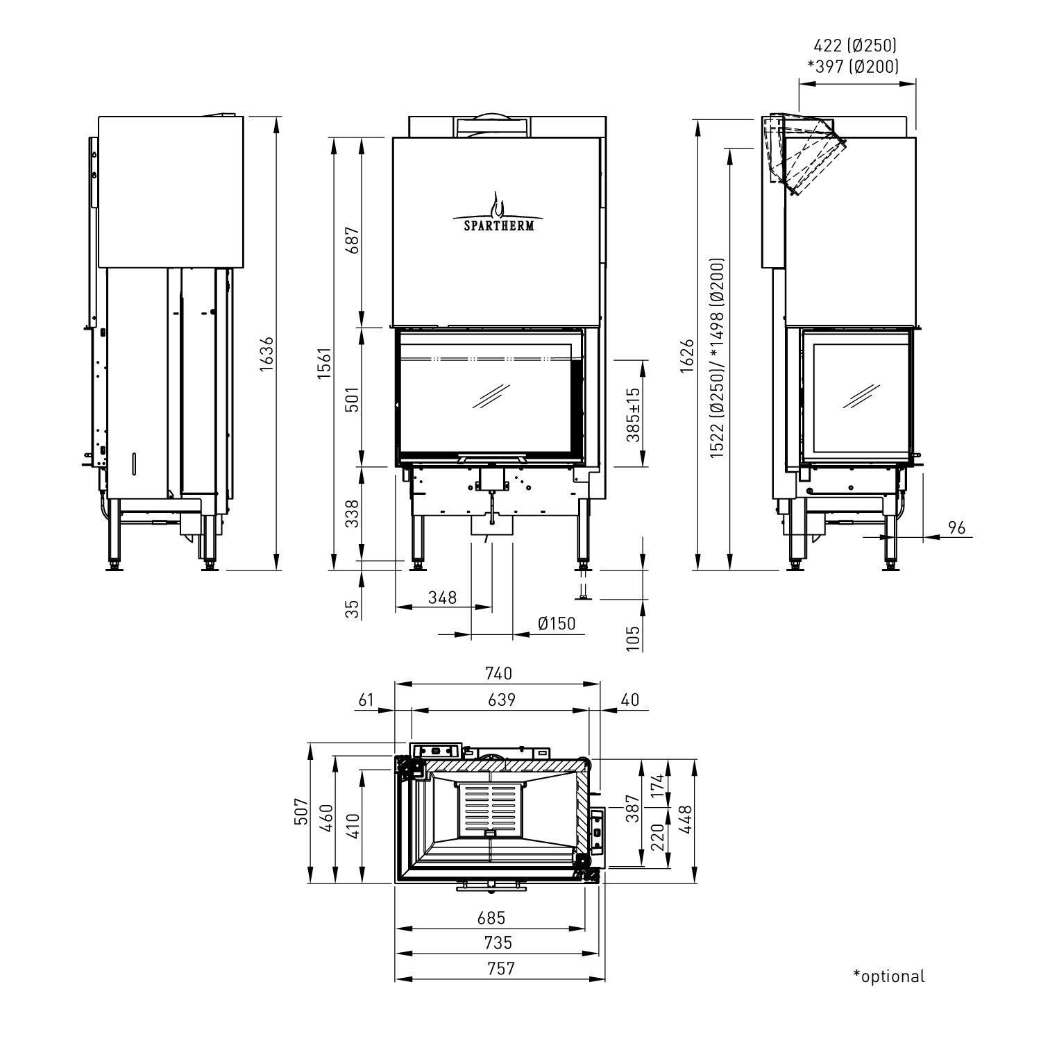 Spartherm Varia 2L-68h-4S Kamineinsatz RRA Ø 200 mm