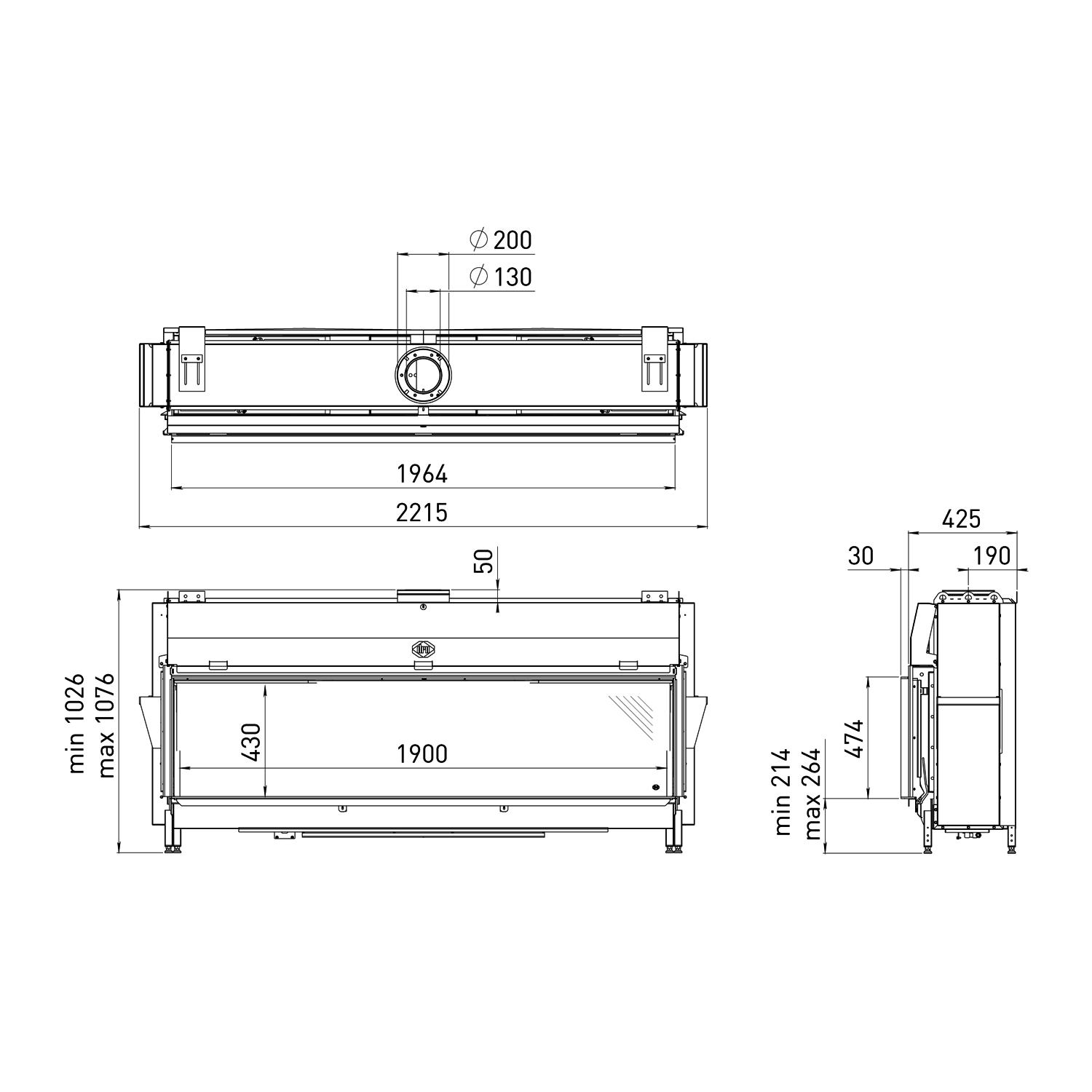 Spartherm DRU Metro 200XT RCH Gas-Kamineinsatz G25 / Ceraglas