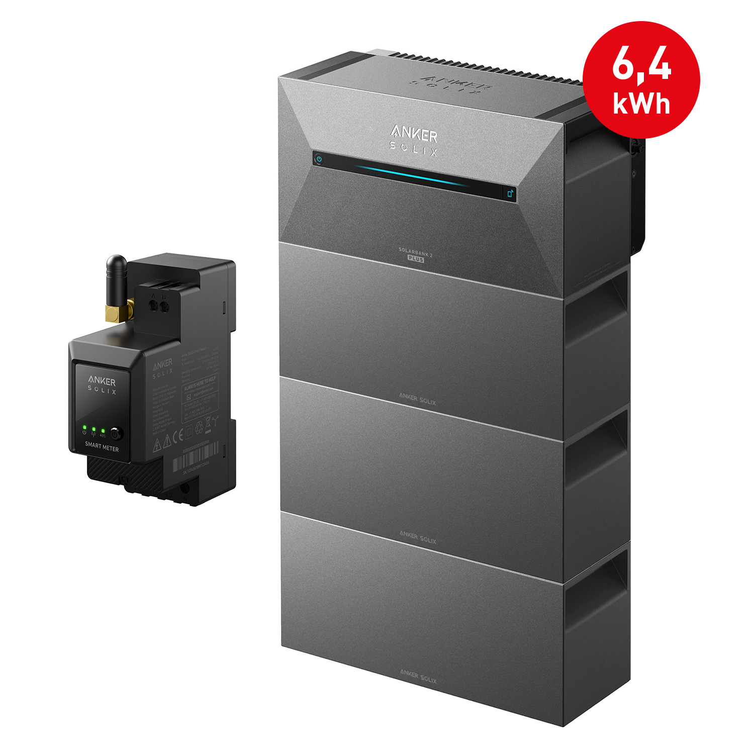 Anker SOLIX Solarbank 2 E1600 PRO Balkon-Stromspeichersystem + 3x BP1600 Erweiterungsakku