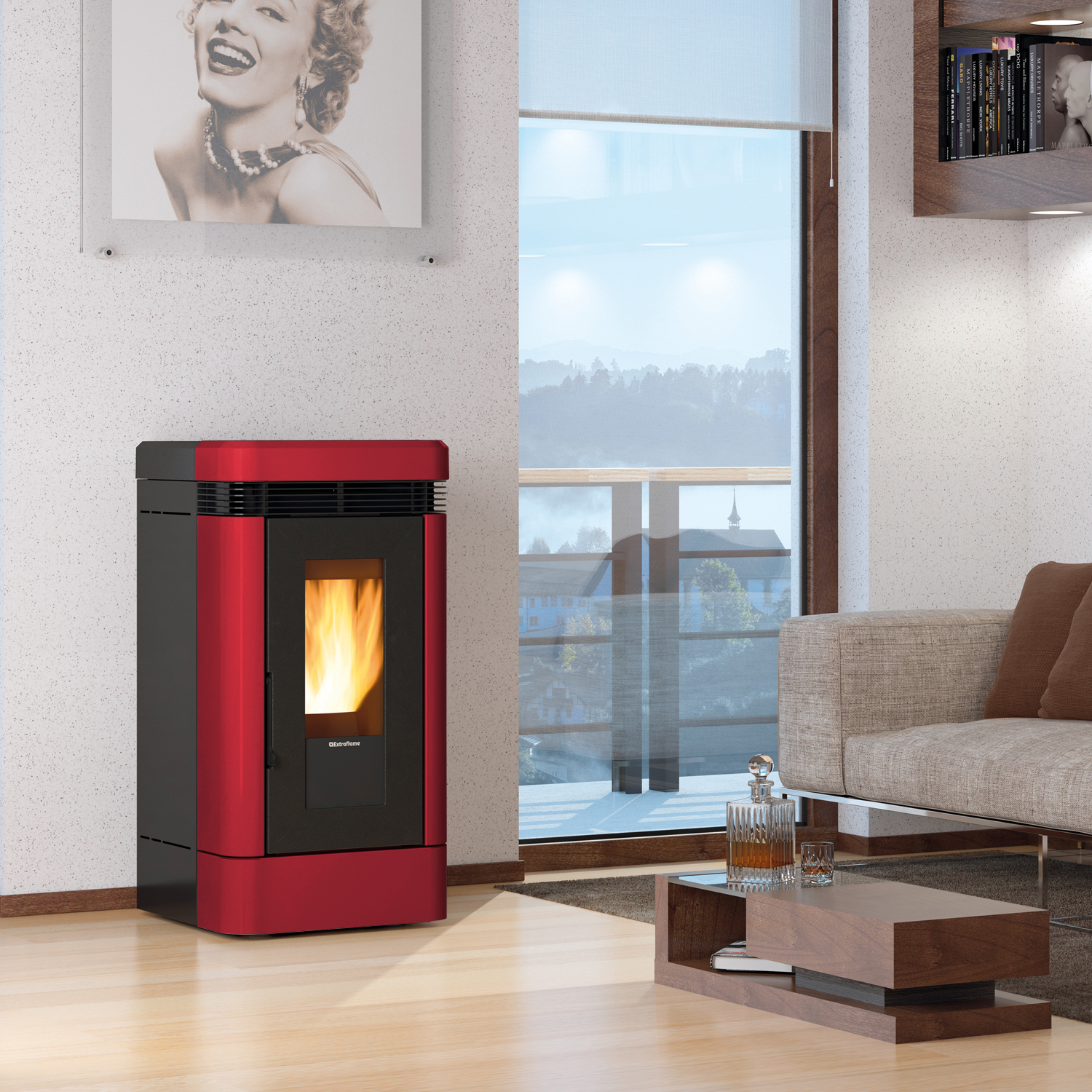 Extraflame Lucia Pelletofen Bordeaux + 450 kg Pellets gratis