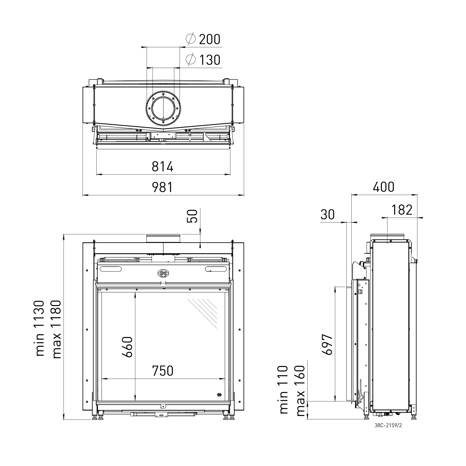 Spartherm DRU Maestro 75 RCH Gas-Kamineinsatz G25 / Ceraglas