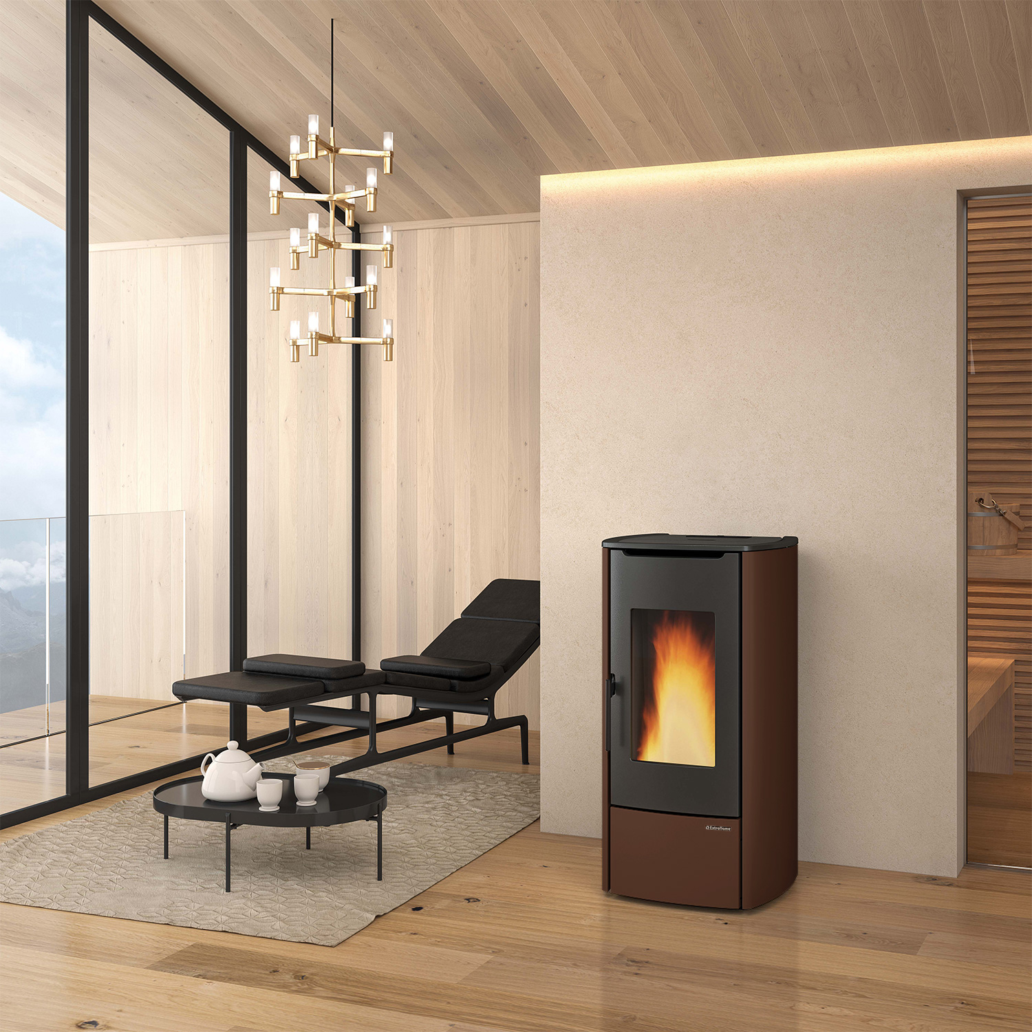 Extraflame Marina Idro H11 Wasserführender Pelletofen Stahl Bronze