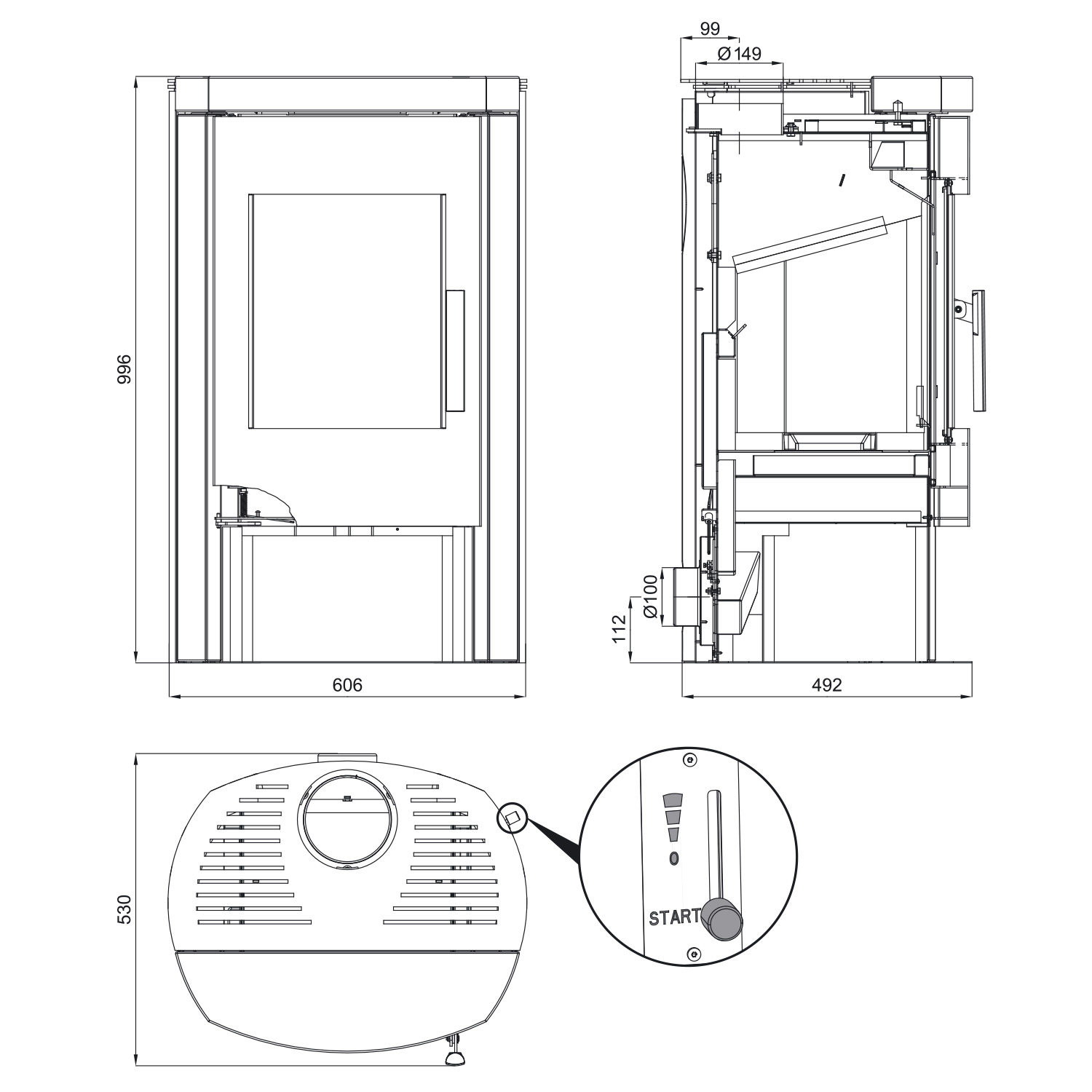 Haas+Sohn Bali easy Kaminofen Perlschwarz / Woodstone