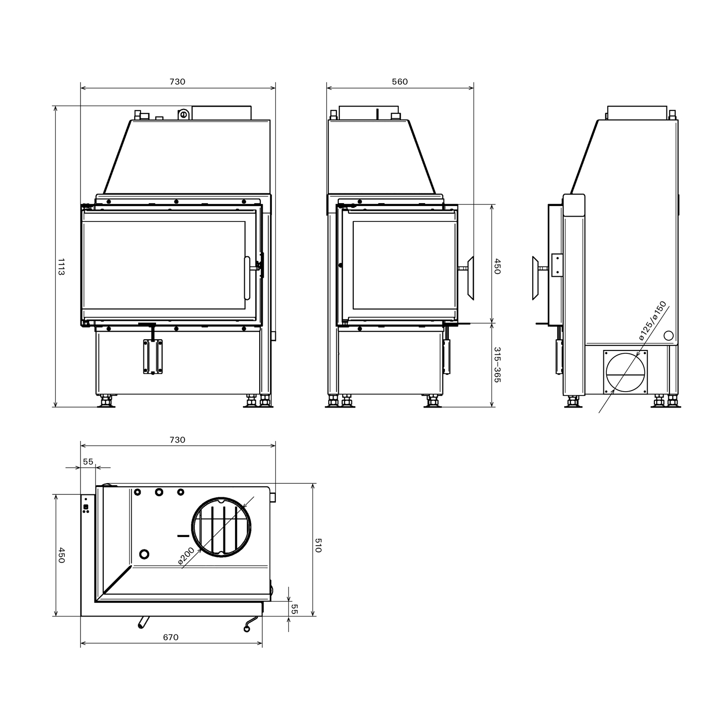 Schmitzker No2 Links 10 kW Kamineinsatz wasserführend