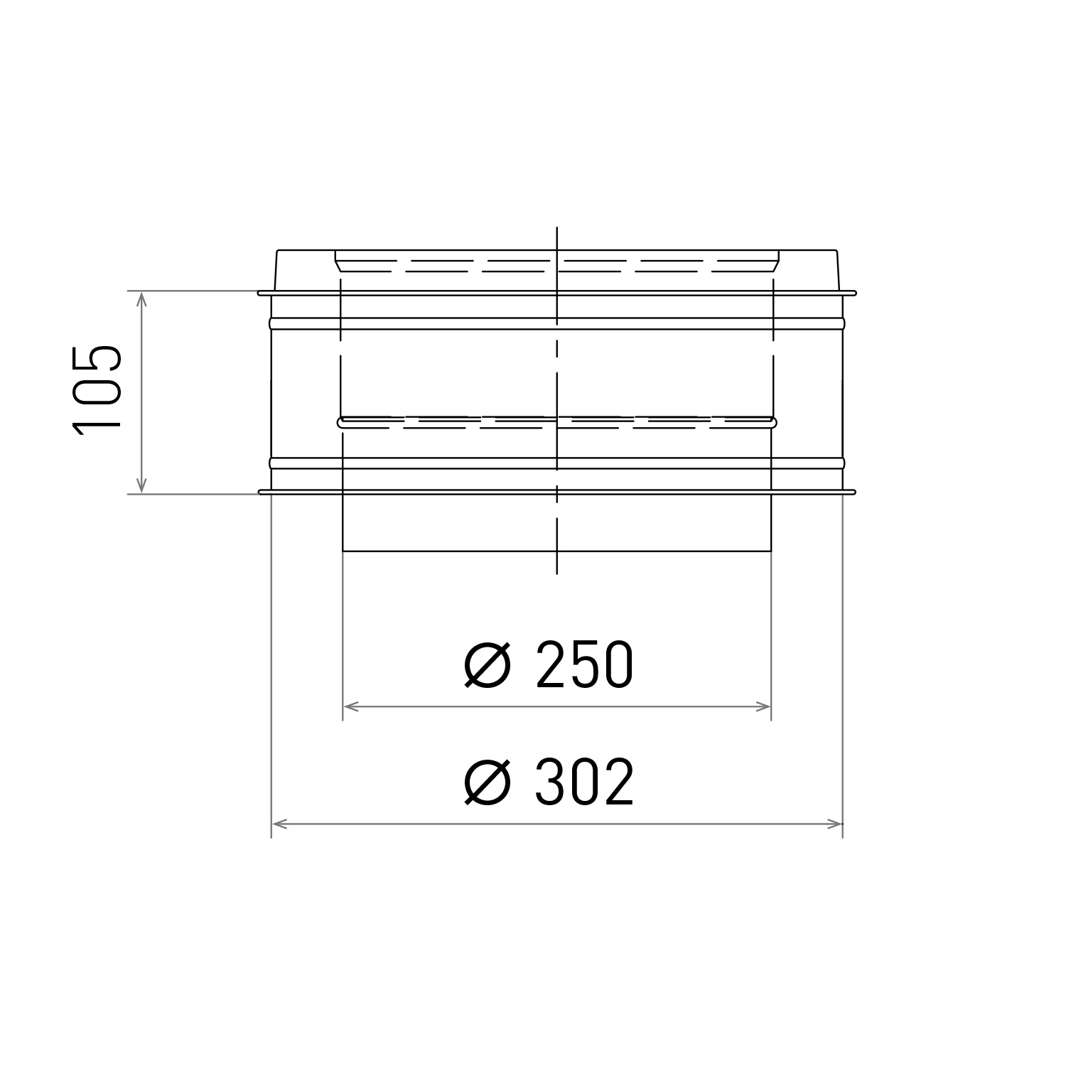 Opsinox Edelstahlschornstein 250mm Längenelement B150