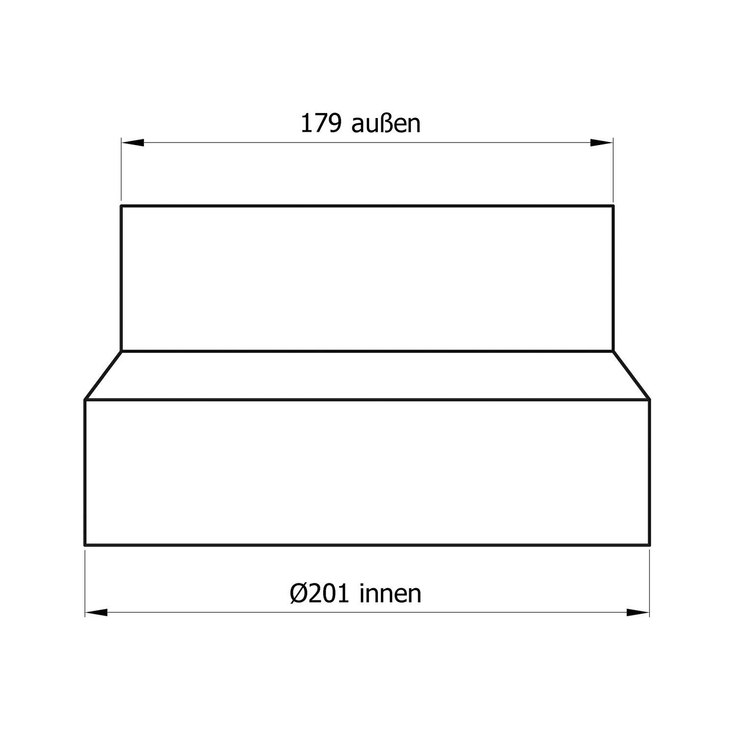 Raik Rauchrohr / Ofenrohr Reduzierung 200mm - 180mm schwarz