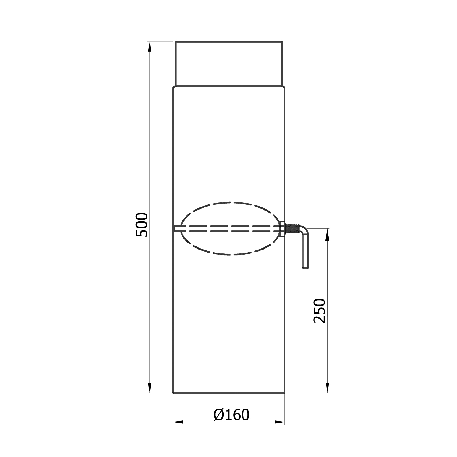 Raik Rauchrohr / Ofenrohr 160mm - 500mm mit Zugregulierung gussgrau