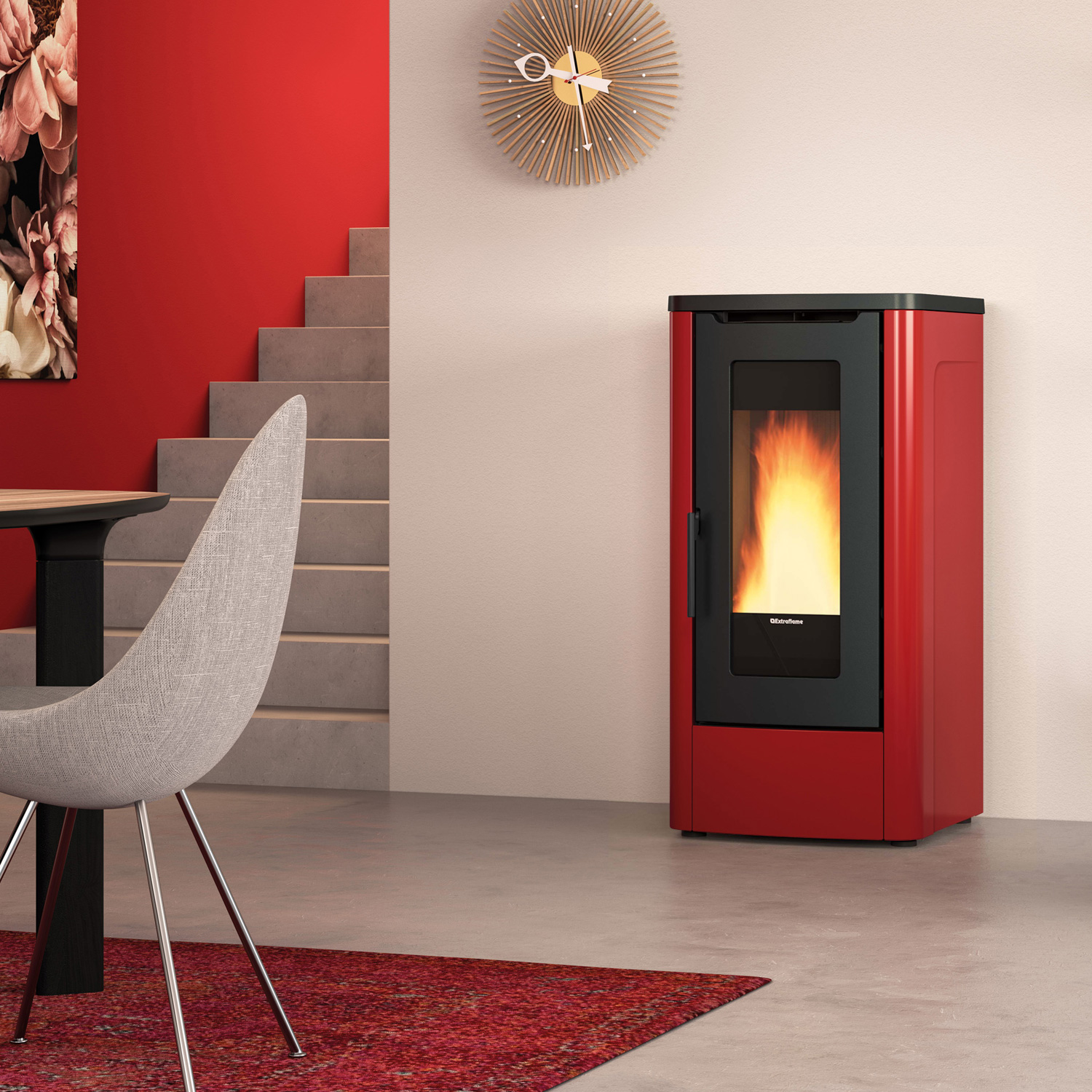 Extraflame Dahiana VFS Pelletofen Stahl Bordeaux