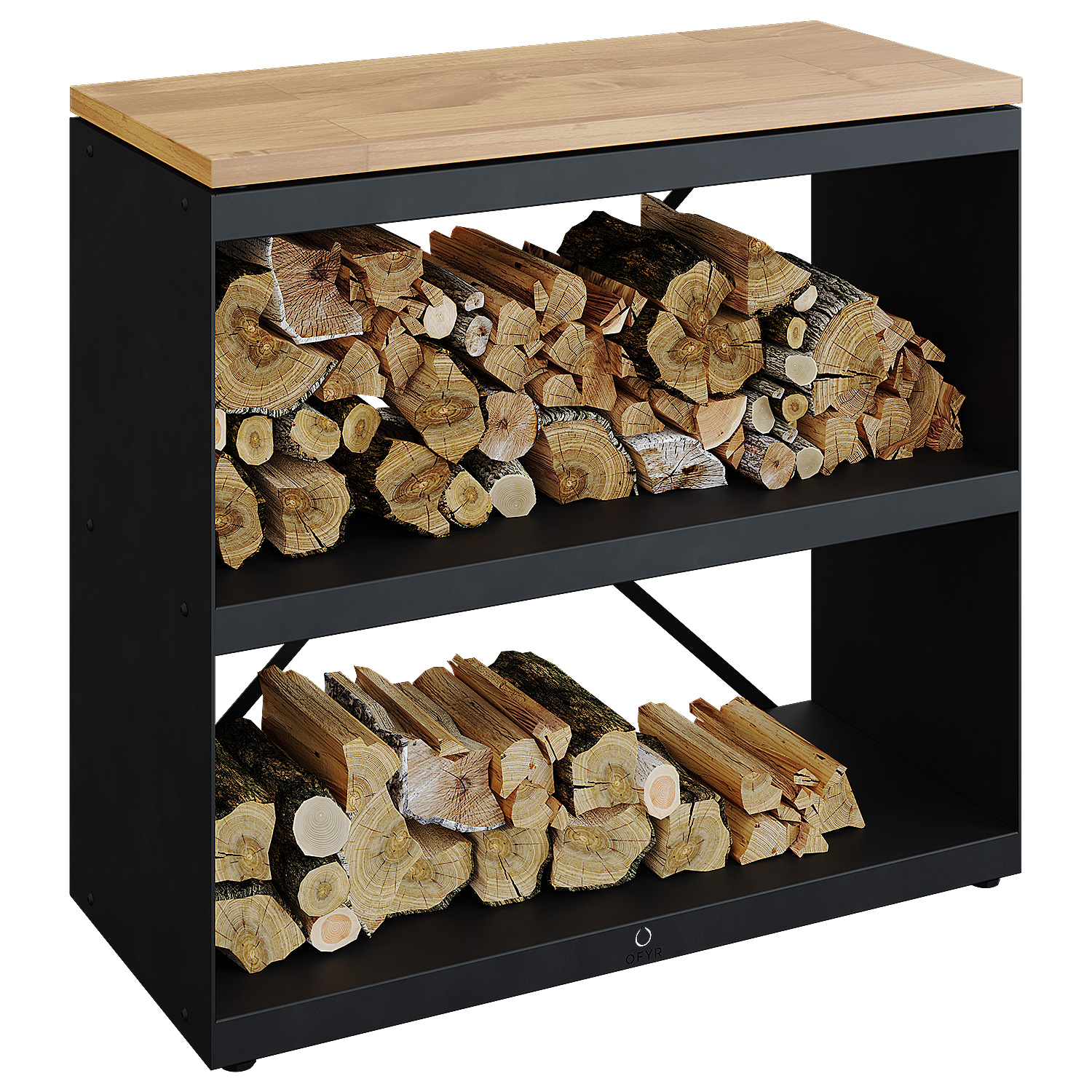 OFYR Holzregal Black mit Arbeitsplatte