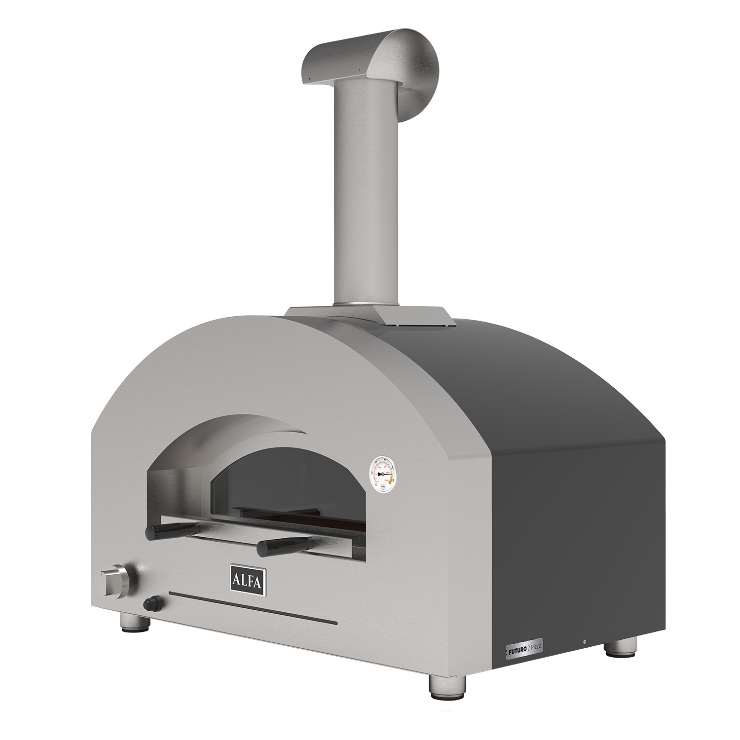 Alfa Futuro 2 Pizze Hybrid-Pizzaofen Silber-Schwarz ohne Unterbau