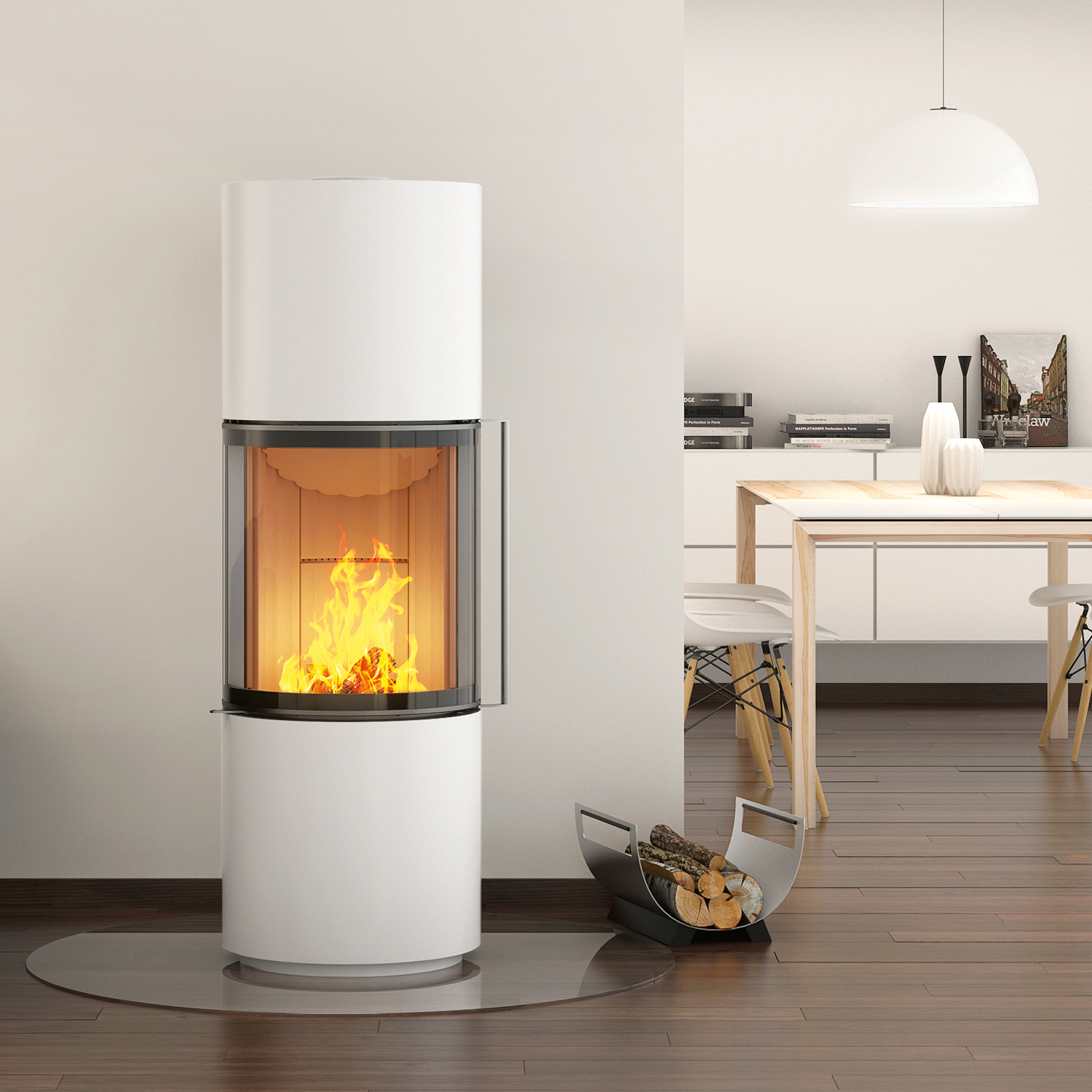 Spartherm Passo S Kaminofen Weiß + 1 m³ Kaminholz gratis