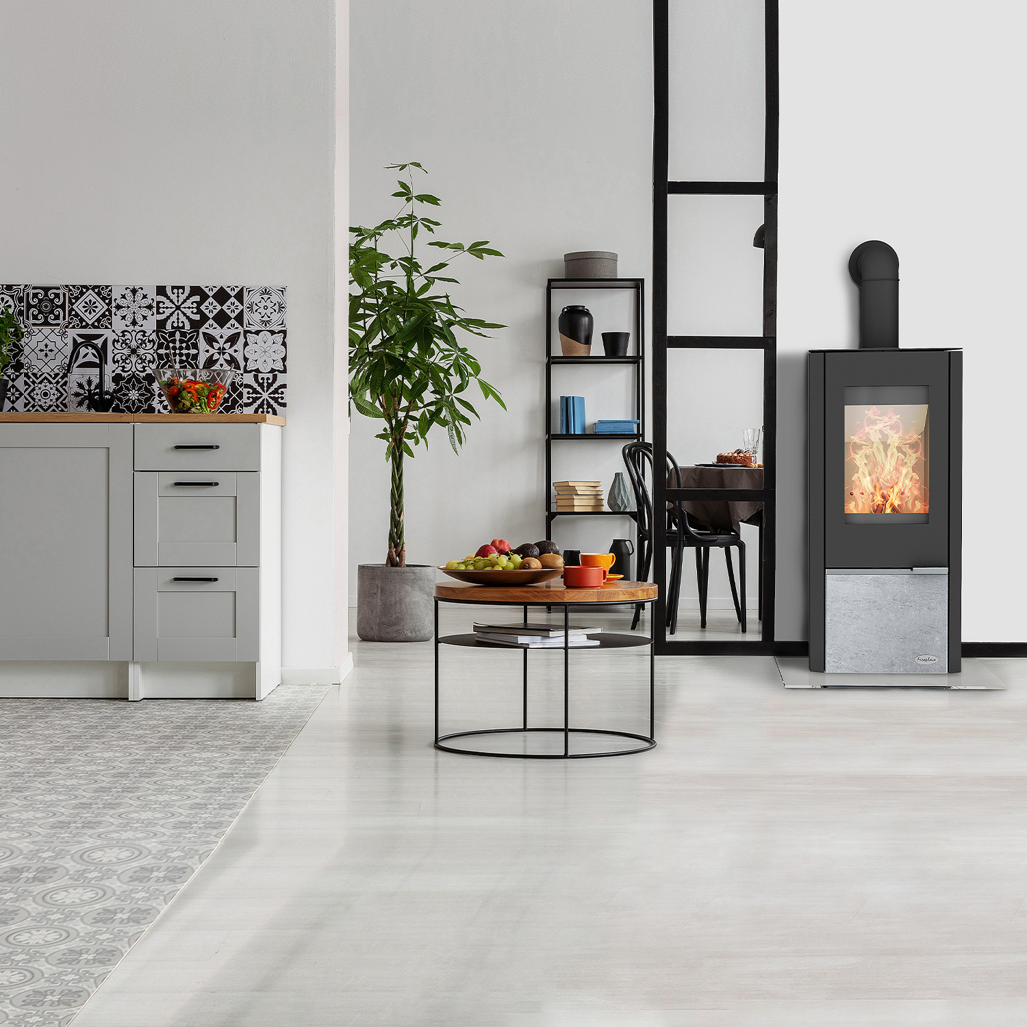 Fireplace Kingstone Kaminofen Stahl mit Specksteineinsatz