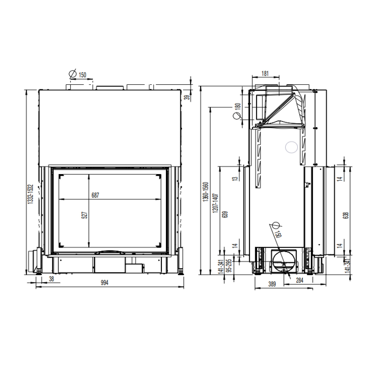 Austroflamm 80x64 S II 2.0 Kamineinsatz Tunnel