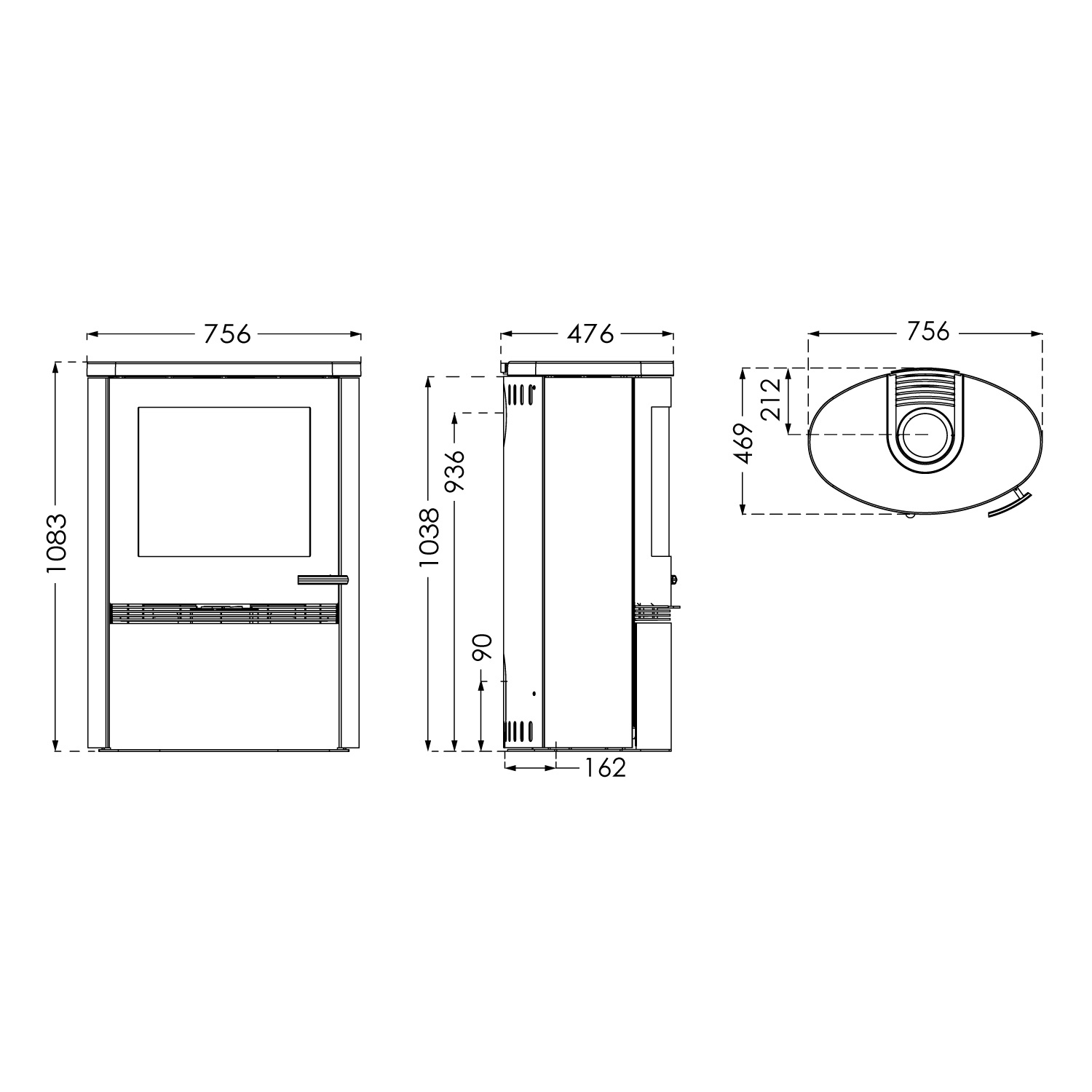 TermaTech TT22H Kaminofen Schwarz