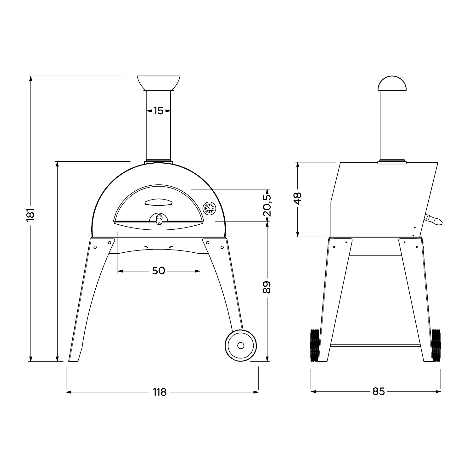 Alfa Forni Pizzaofen Ciao Grau + Abdeckhaube + Pizzaiolo-Set