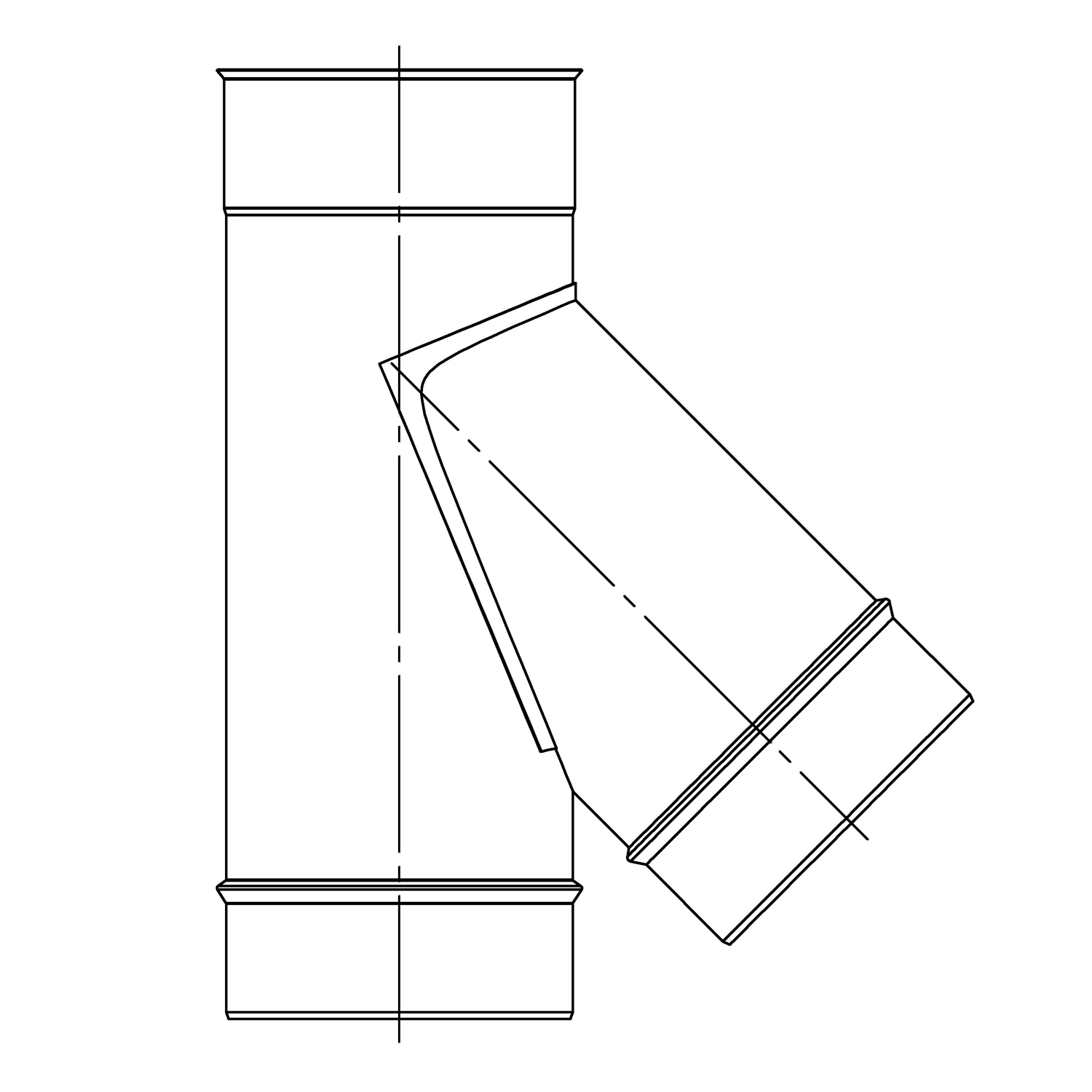 Opsinox Edelstahlschornstein 150mm T-Stück 45°