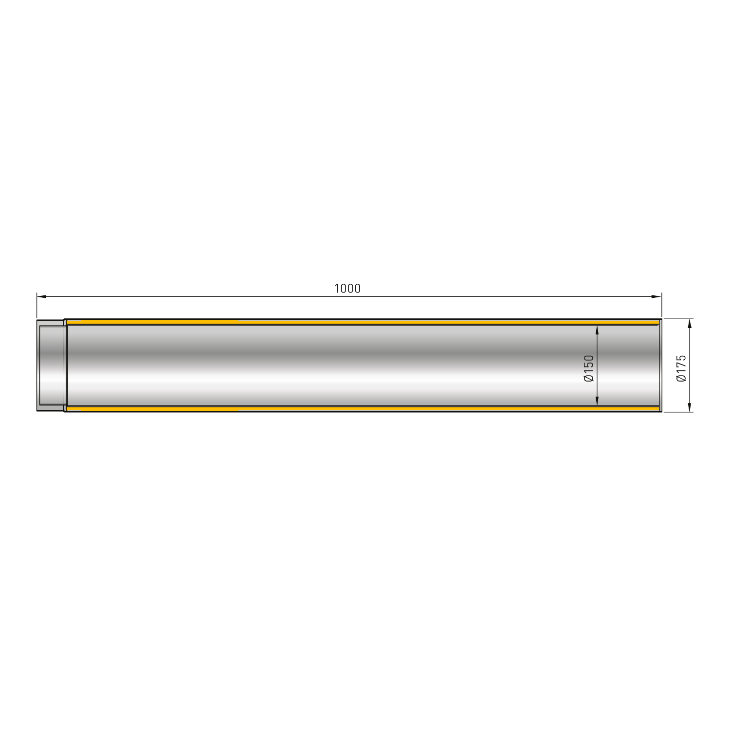 Raik Rauchrohr / Ofenrohr Izoker doppelwandig mit Isolierung, Durchmesser 150 mm, Länge 1000 mm, Schwarz B-Ware