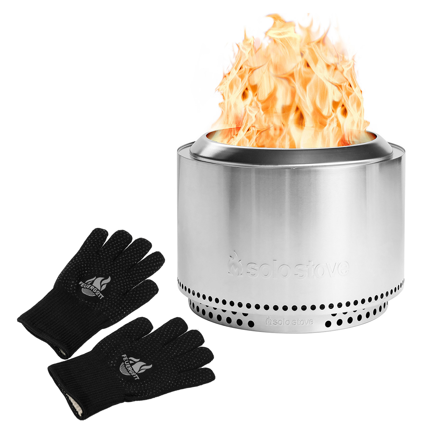 FEUERGOTT Grill- & Ofenhandschuhe + Solo Stove Yukon Feuerstelle