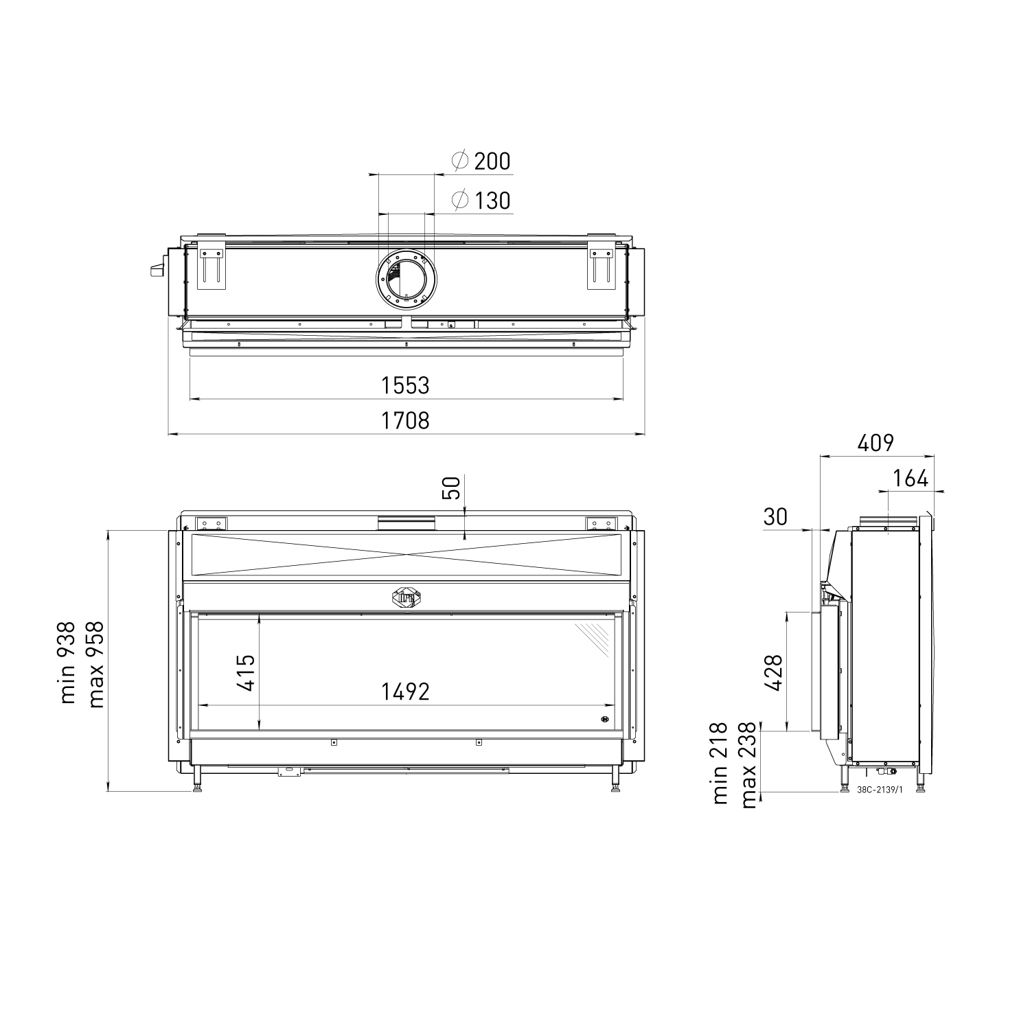 Spartherm DRU Metro 150XT-41 RCH Gas-Kamineinsatz G25 / Ceraglas