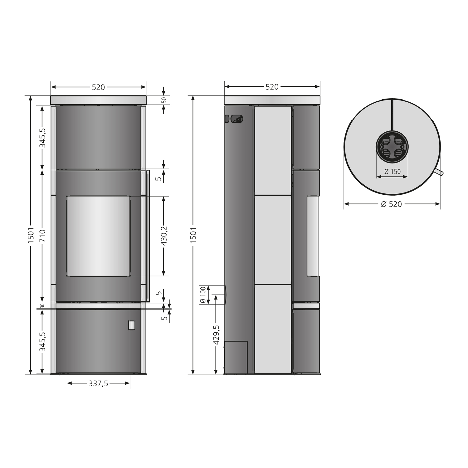 Justus Faro Aqua 2.0 Wasserführender Kaminofen Stahl Schwarz