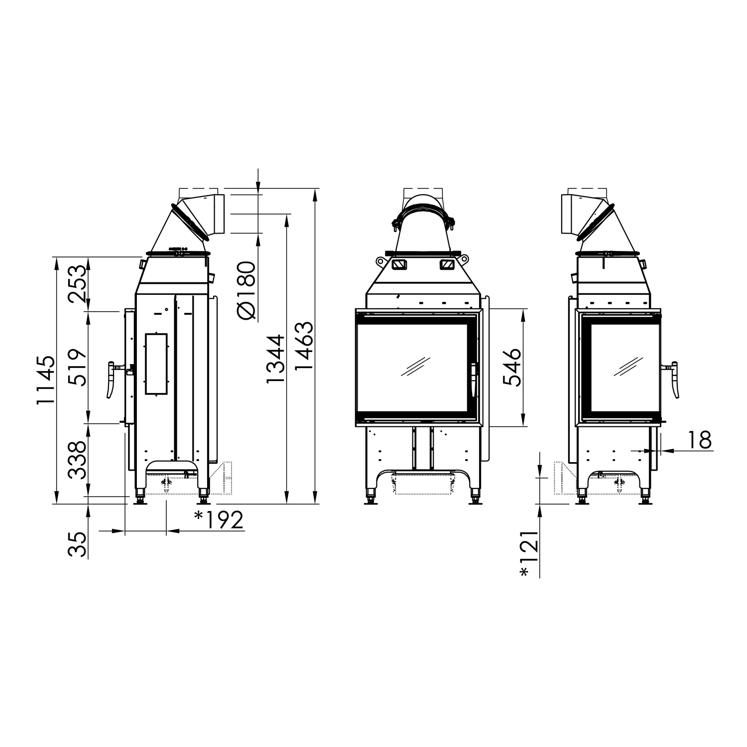 Spartherm Varia 2L-55 Kamineinsatz Ecke