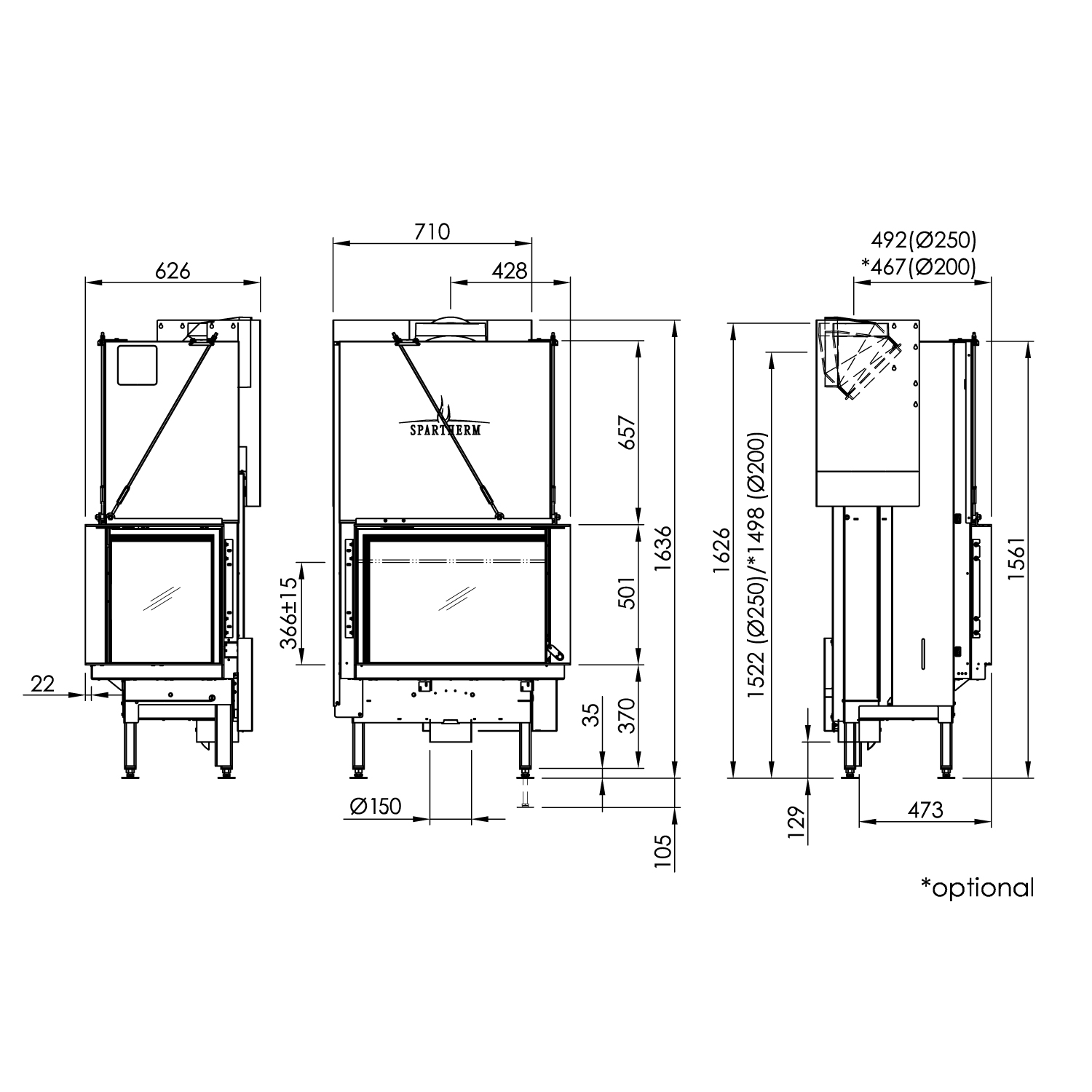 Spartherm Premium V-2R-68h Kamineinsatz RRA Ø 250 mm