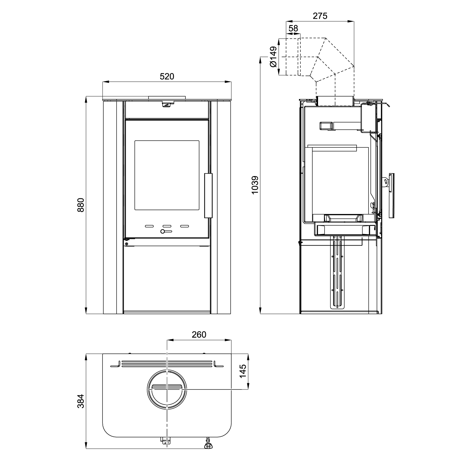 Haas+Sohn Prunus 332.15 Kaminofen Perl-Schwarz