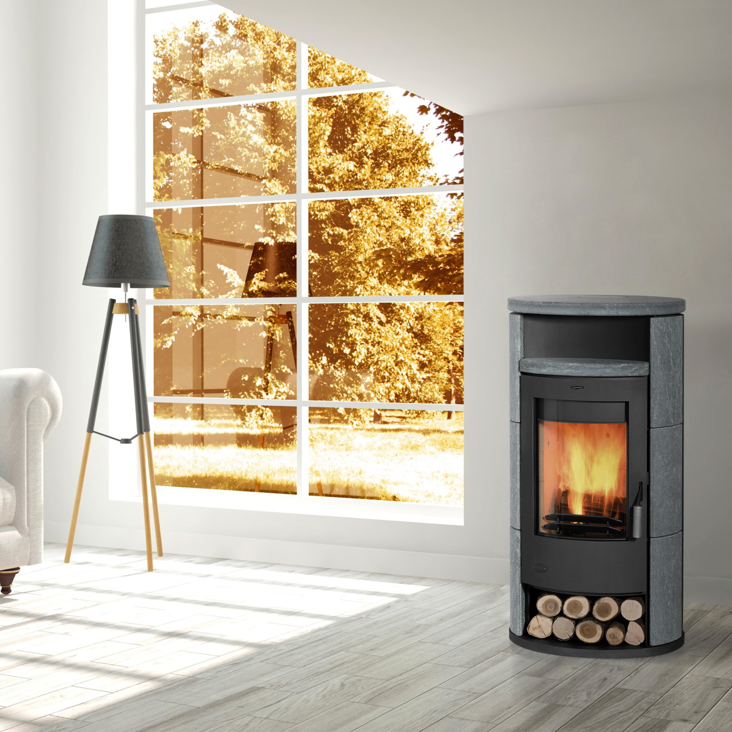 Fireplace Alicante Kaminofen Stahl Schwarz | Speckstein