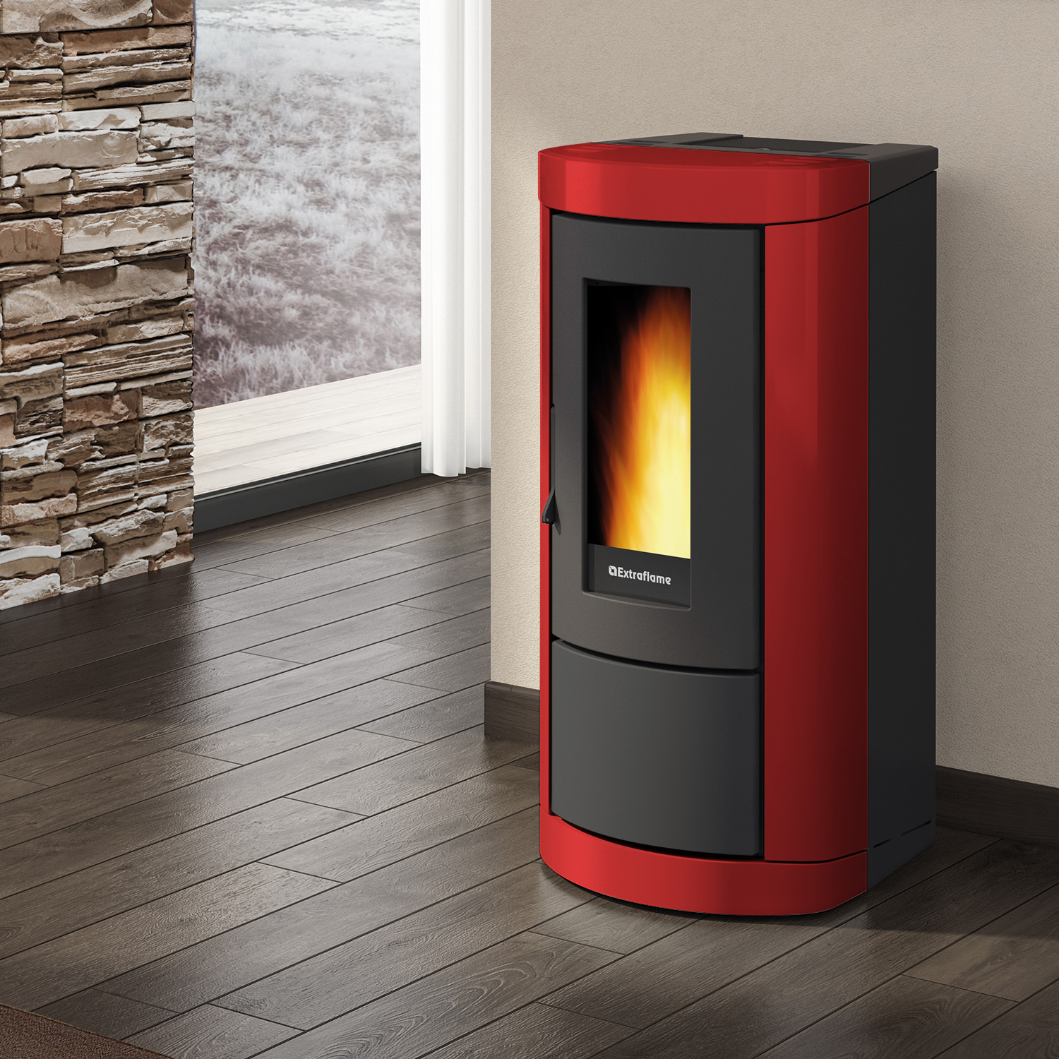 Extraflame Evolution Line Mietta EVO Pelletofen Stahl Bordeaux