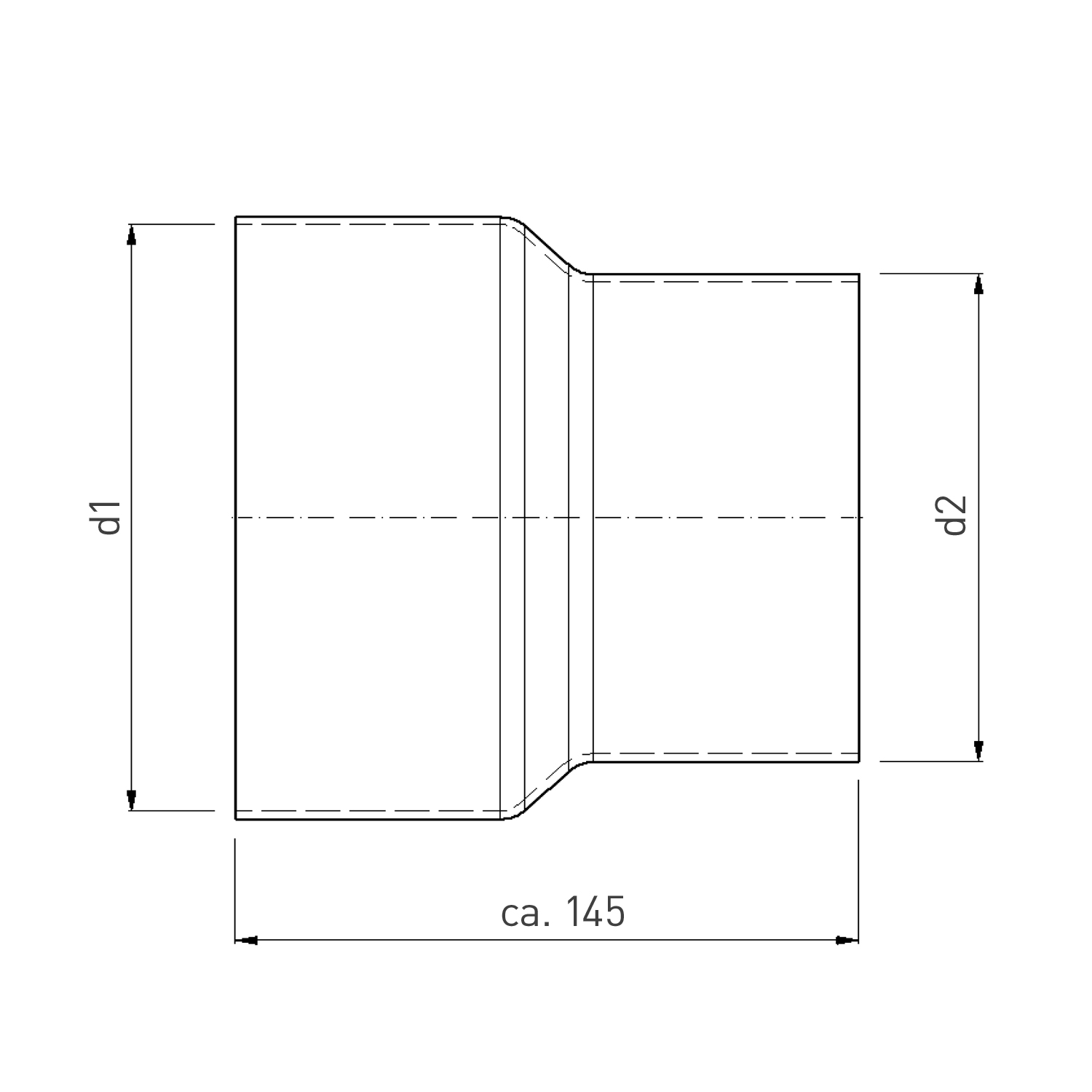 Raik Rauchrohr / Ofenrohr Emaille Reduzierung 150mm - 130mm Schwarz