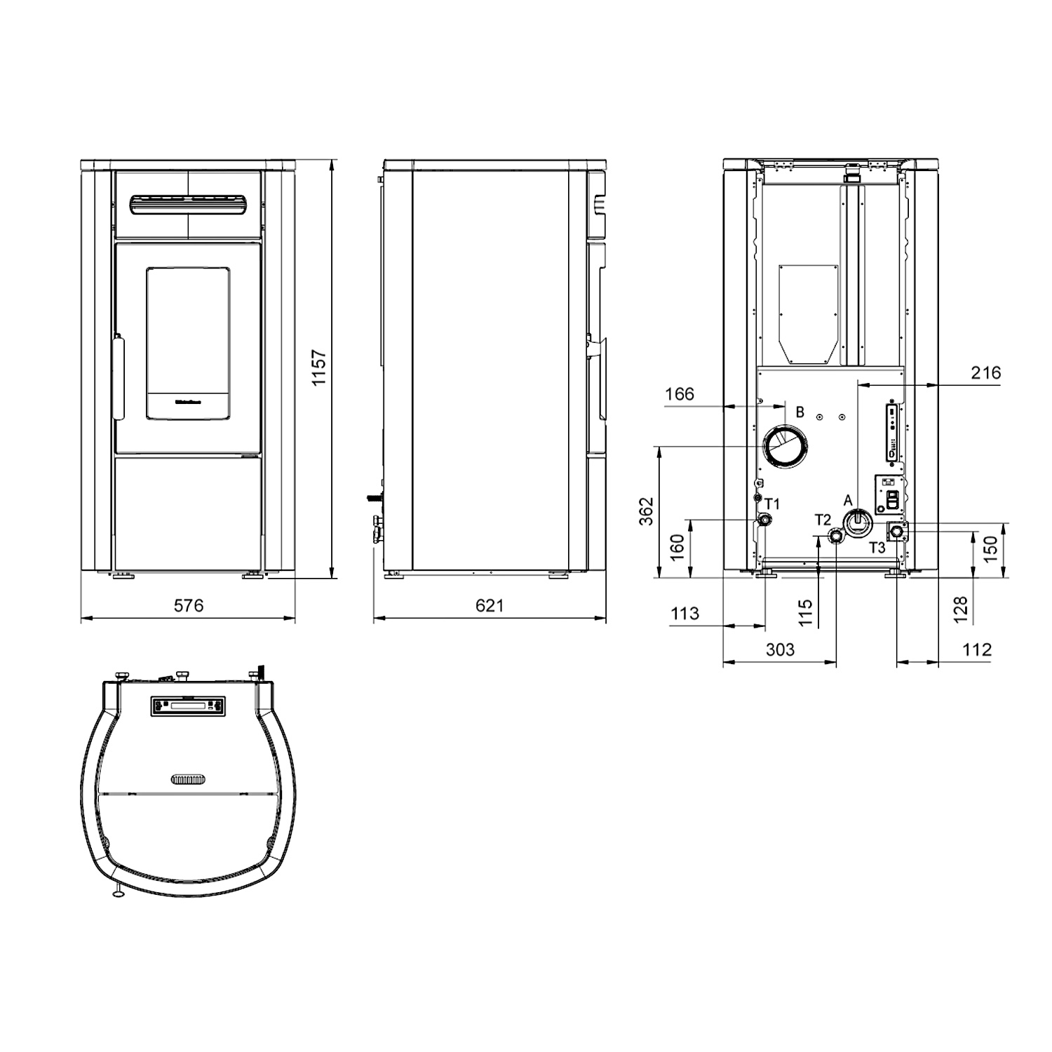 Extraflame Evolution Line Guenda Idro Wasserführender Pelletofen Stahl Bronze