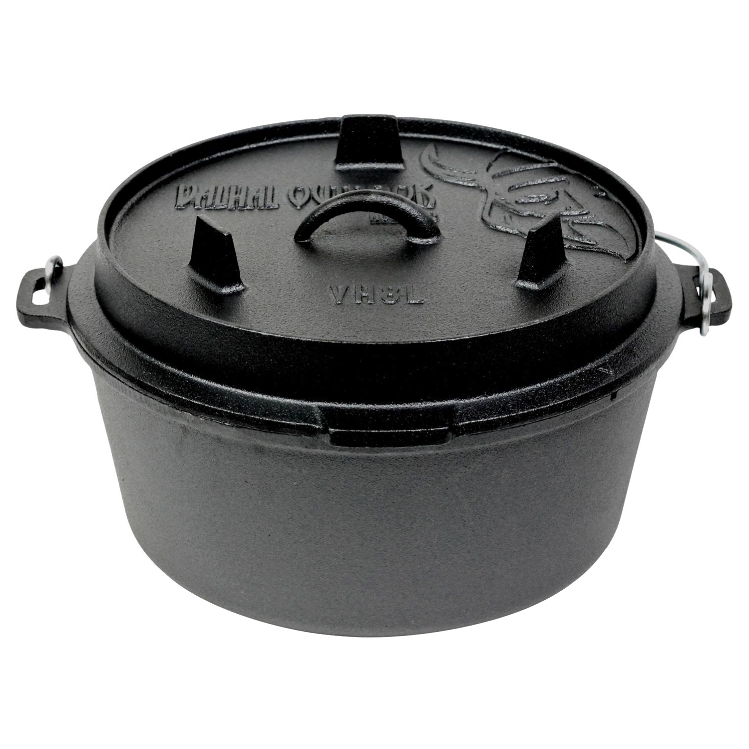 Valhal Outdoor Dutch Oven 8 l Set inkl. Holzkiste zur Aufbewahrung und Deckelheber