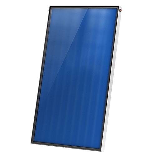 Ein flaches Solarpanel mit blauer Oberfläche und silbernem Rahmen