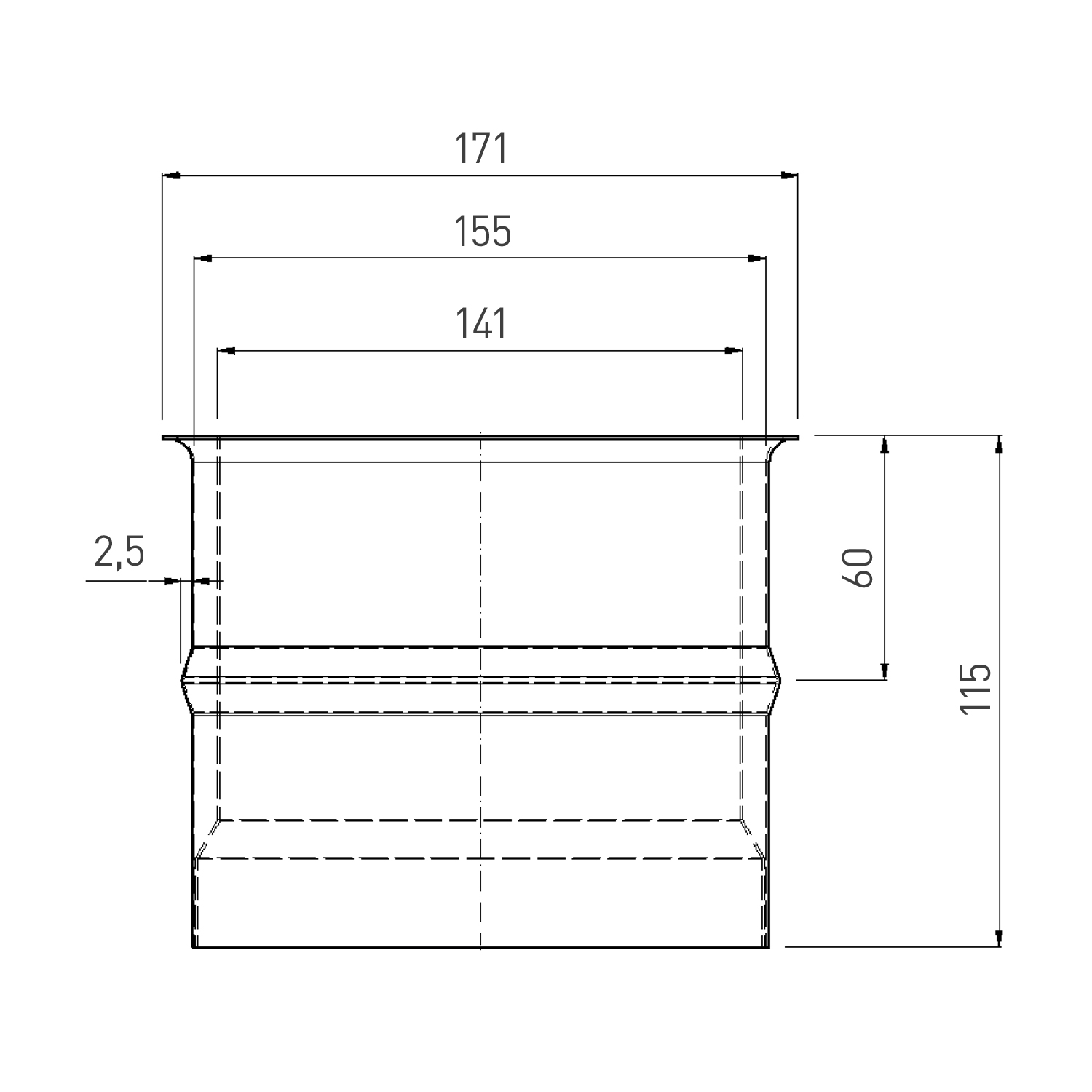 Raik Rauchrohr / Ofenrohr 150mm - Doppelwandfutter blank