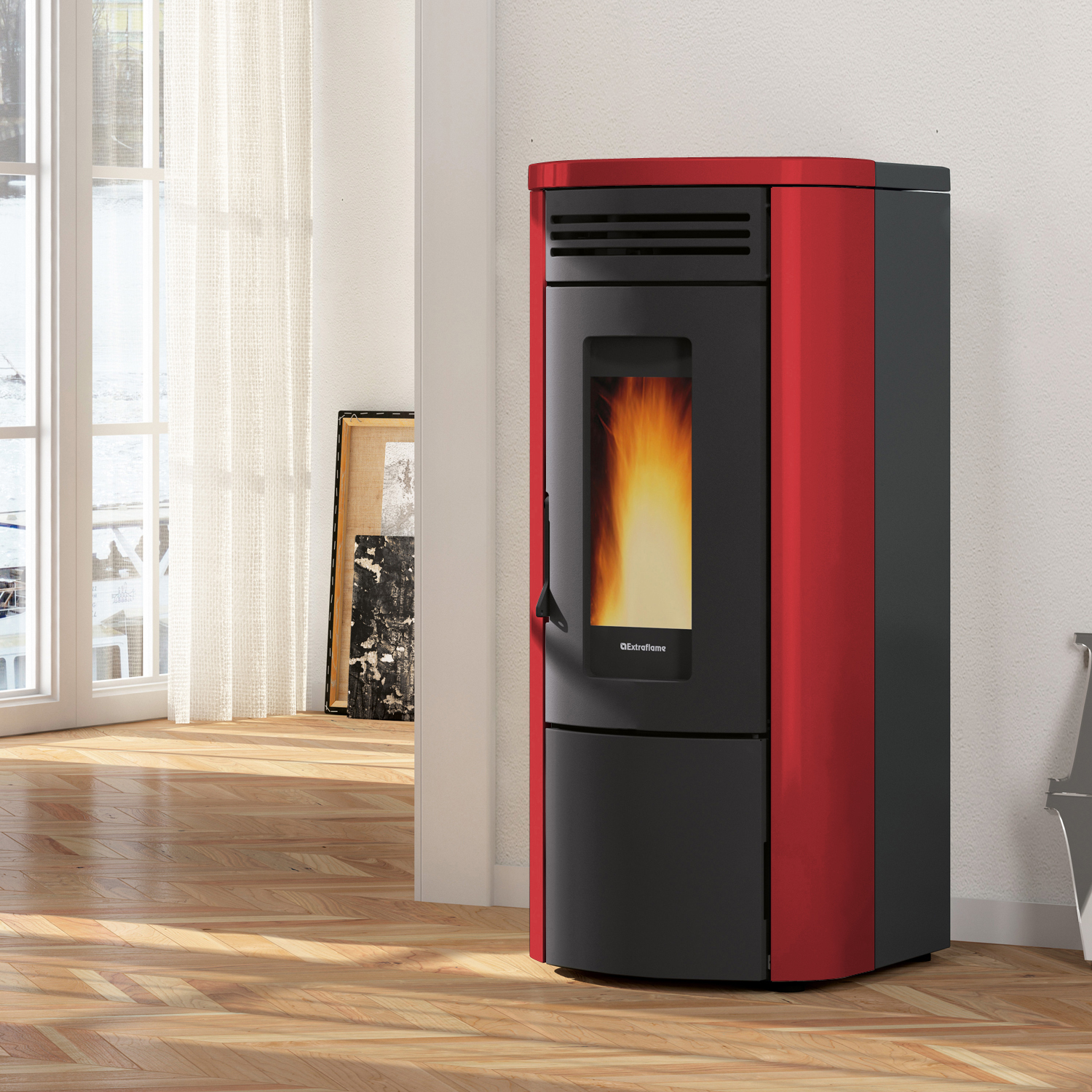 Extraflame Costanza Idro wasserführender Pelletofen bordeaux