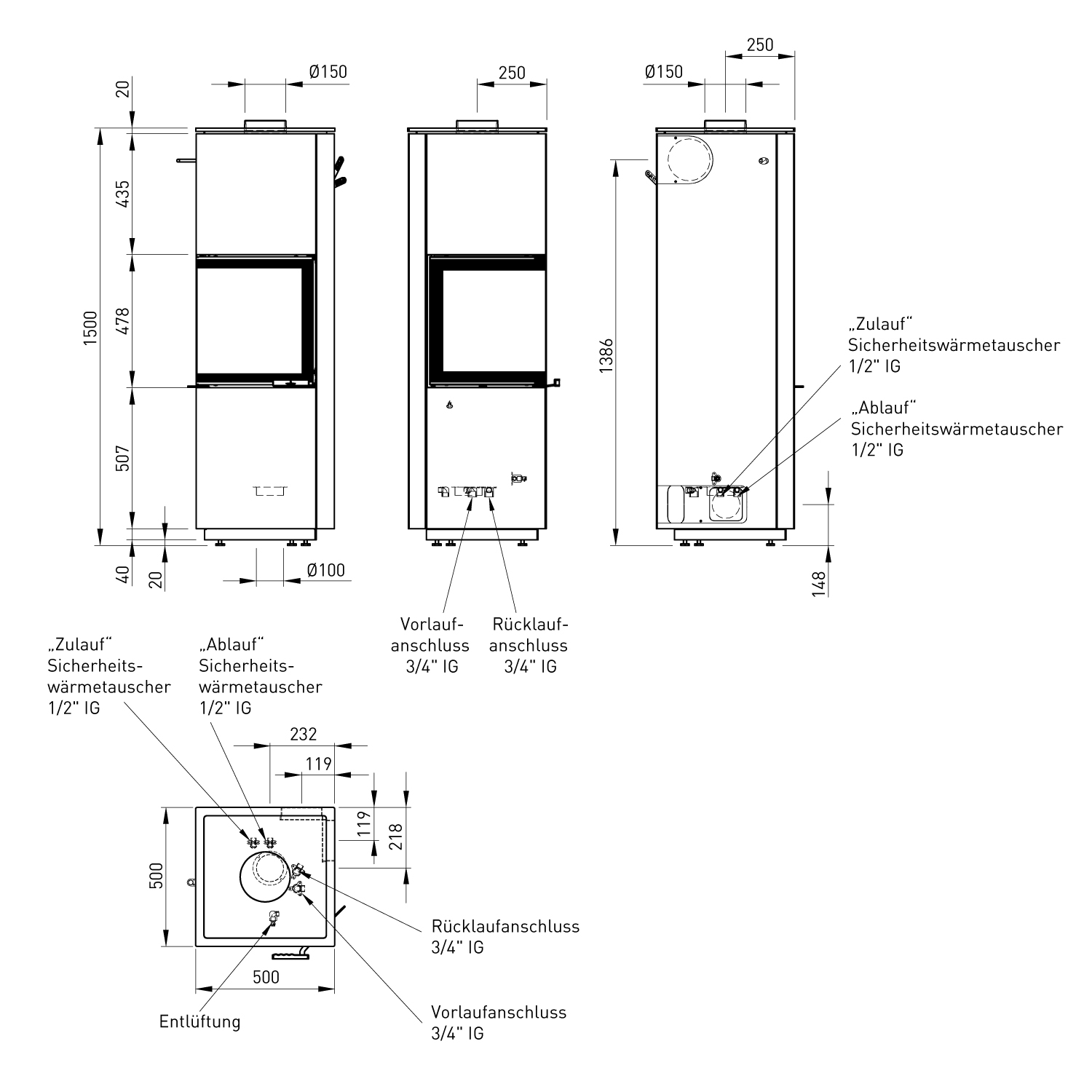 Spartherm Piko H2O wasserführender Kaminofen Weiß