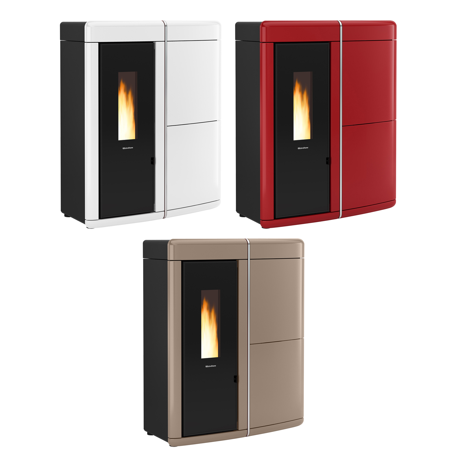 Extraflame Evolution Line Evelyne Idro Wasserführender Pelletofen Majolika Bordeaux