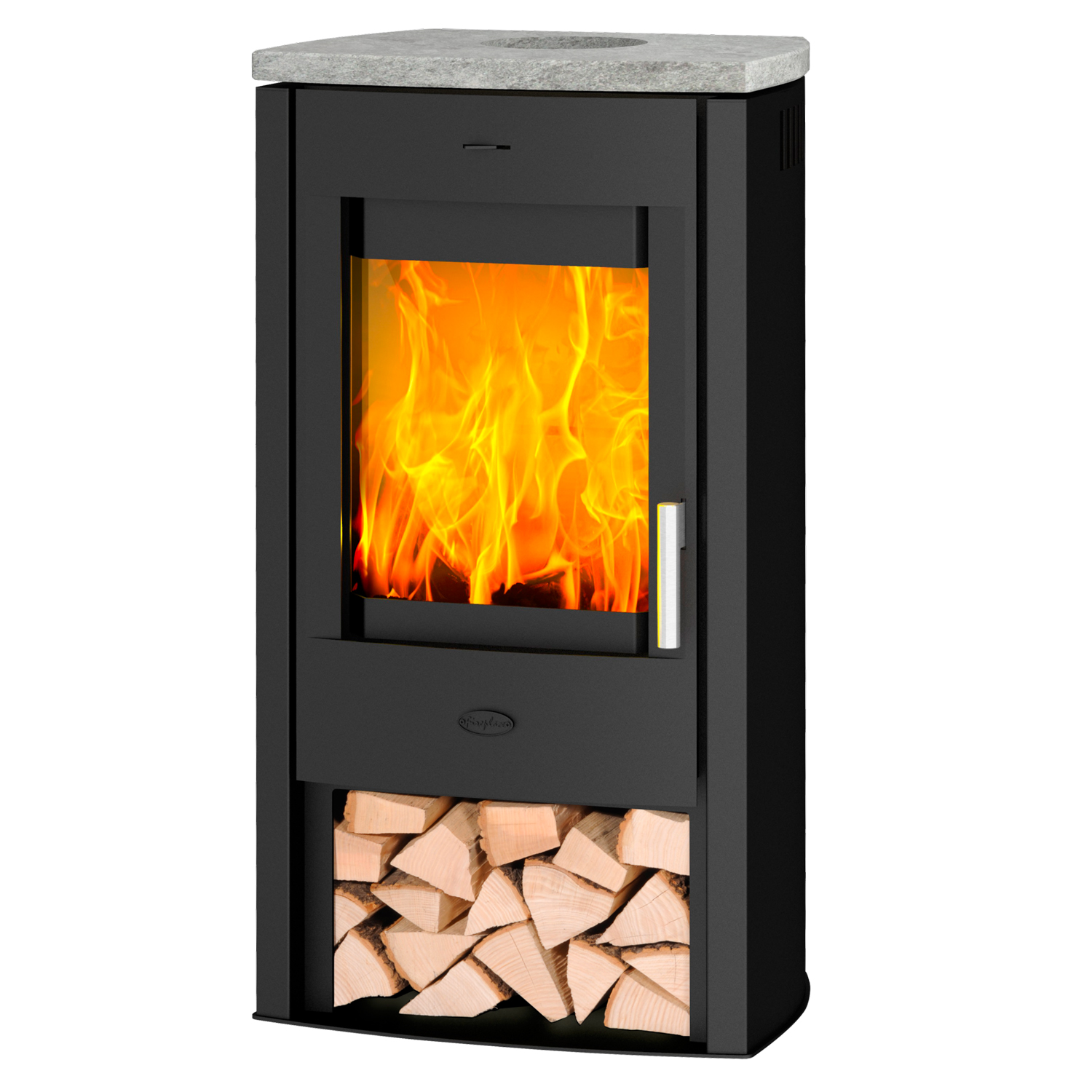 Fireplace Tuvalu Kaminofen Stahl Schwarz | Topplatte Speckstein