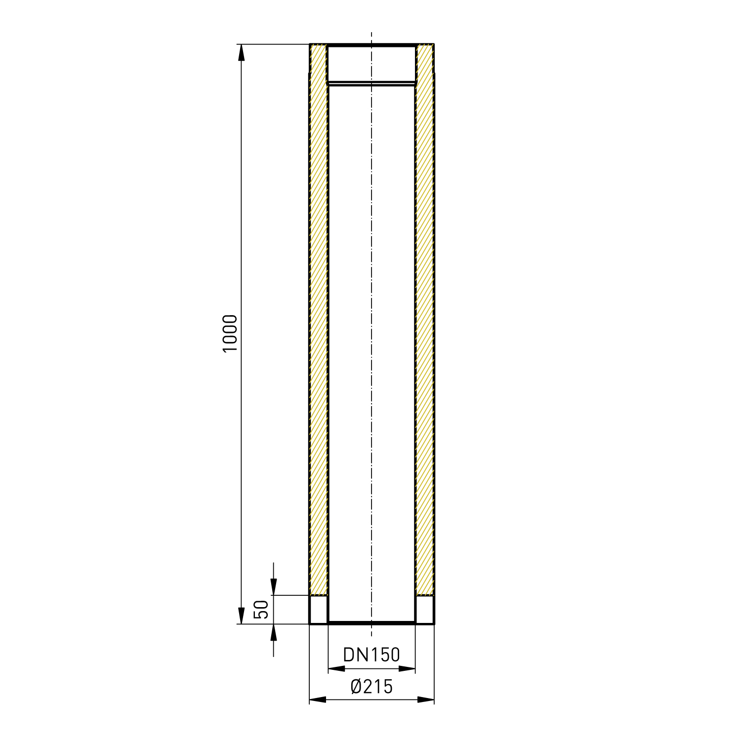 Raik Rauchrohr Coltherm doppelwandig Durchmesser 150 Länge 1000mm schwarz - B-Ware