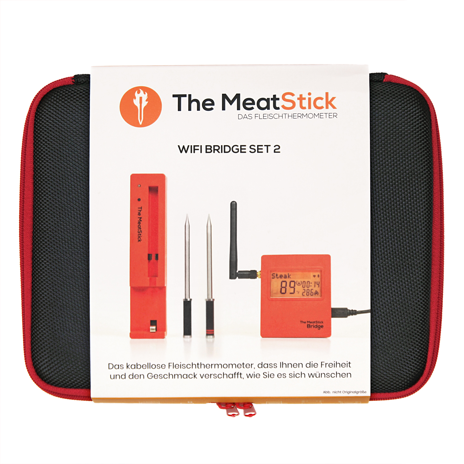 The MeatStick Set 4: The MeatStick (2 Stück) mit WiFi Bridge, Ladegerät und Transporttasche